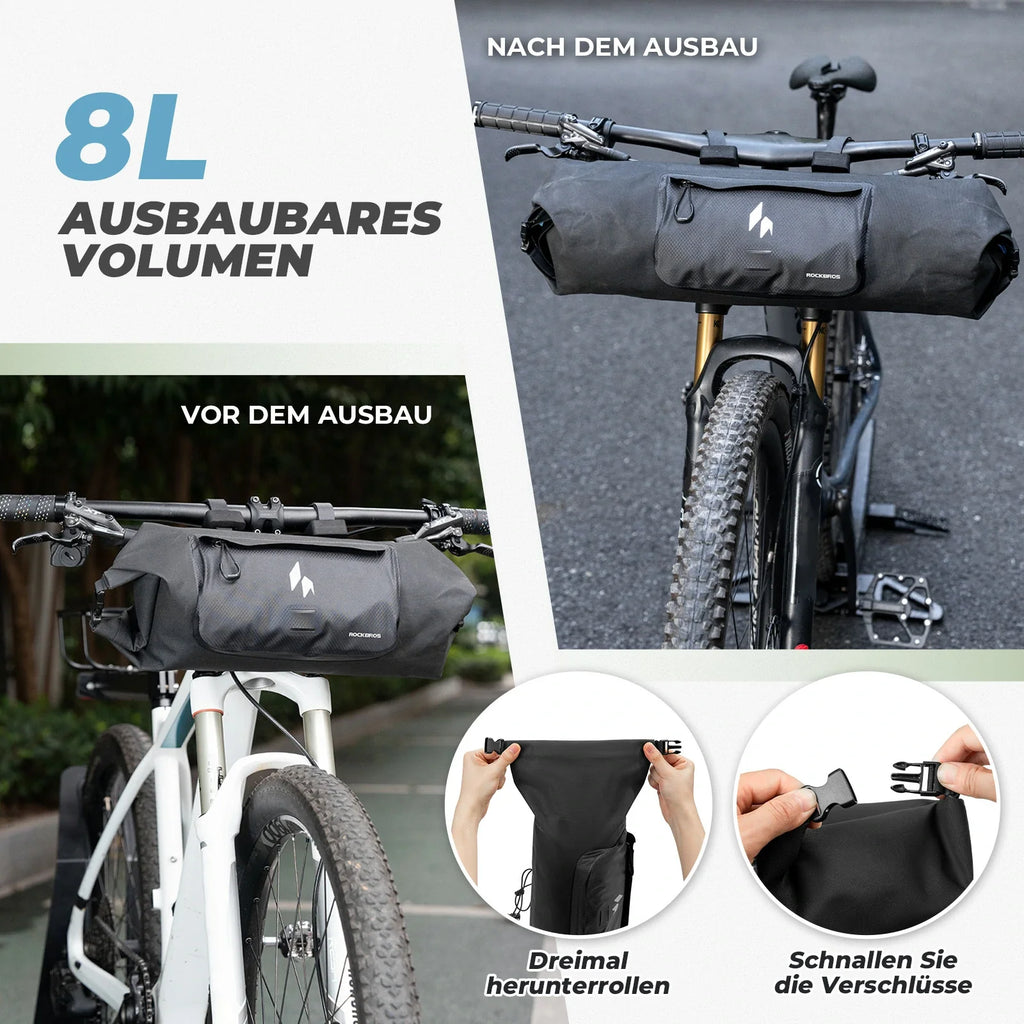 100% Wasserdichtes Fahrradtasche Lenkertasche 8L AS-154 RideMate