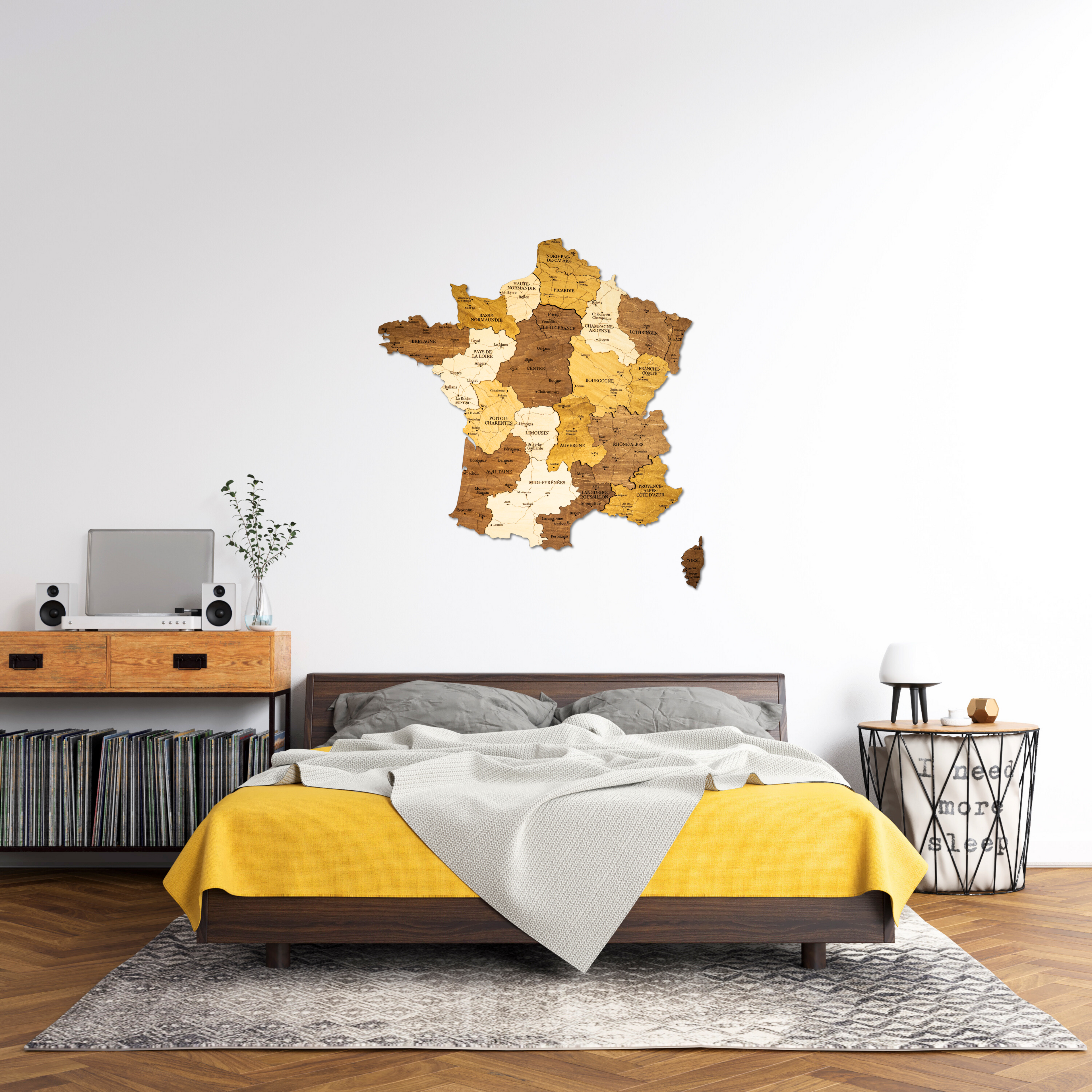🇫🇷 France 3D Wooden Map