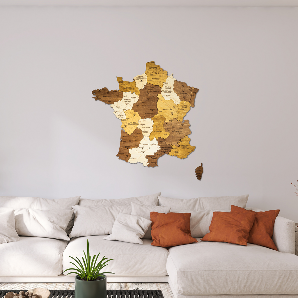 🇫🇷 France 3D Wooden Map
