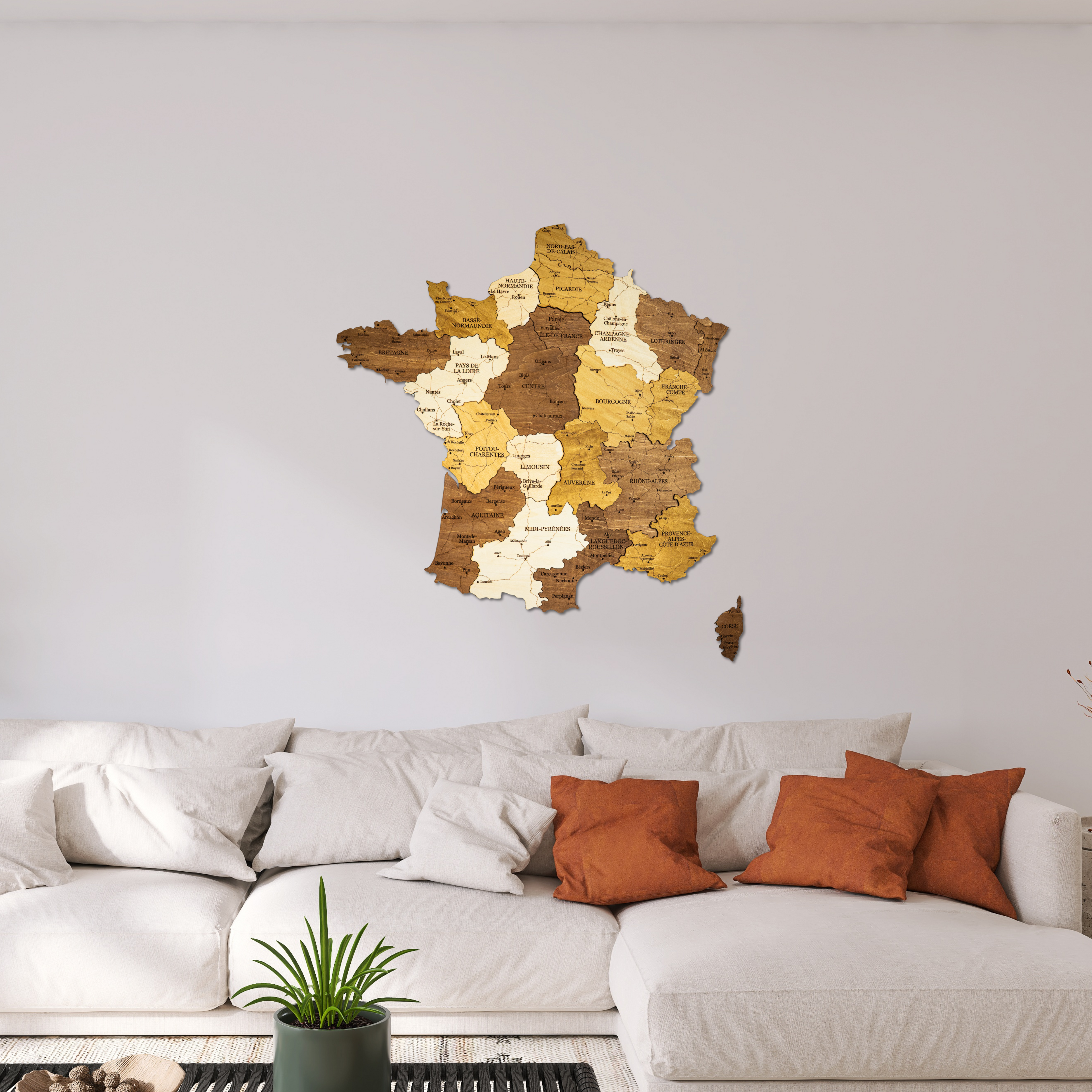 🇫🇷 France 3D Wooden Map