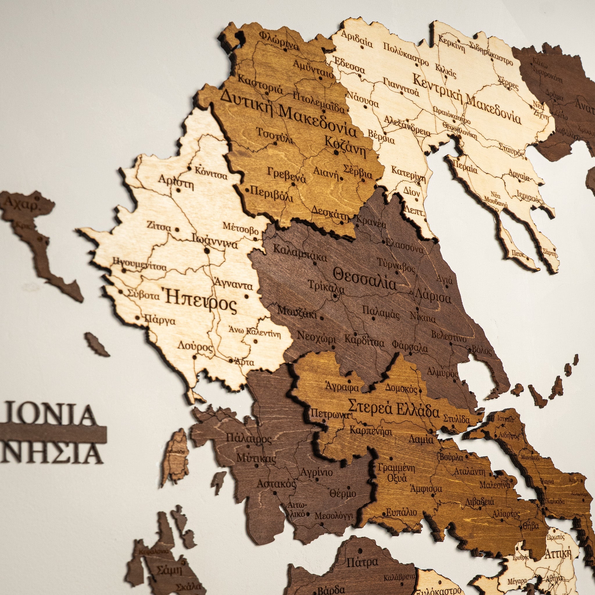 🇬🇷 Greece 3D Wooden Map