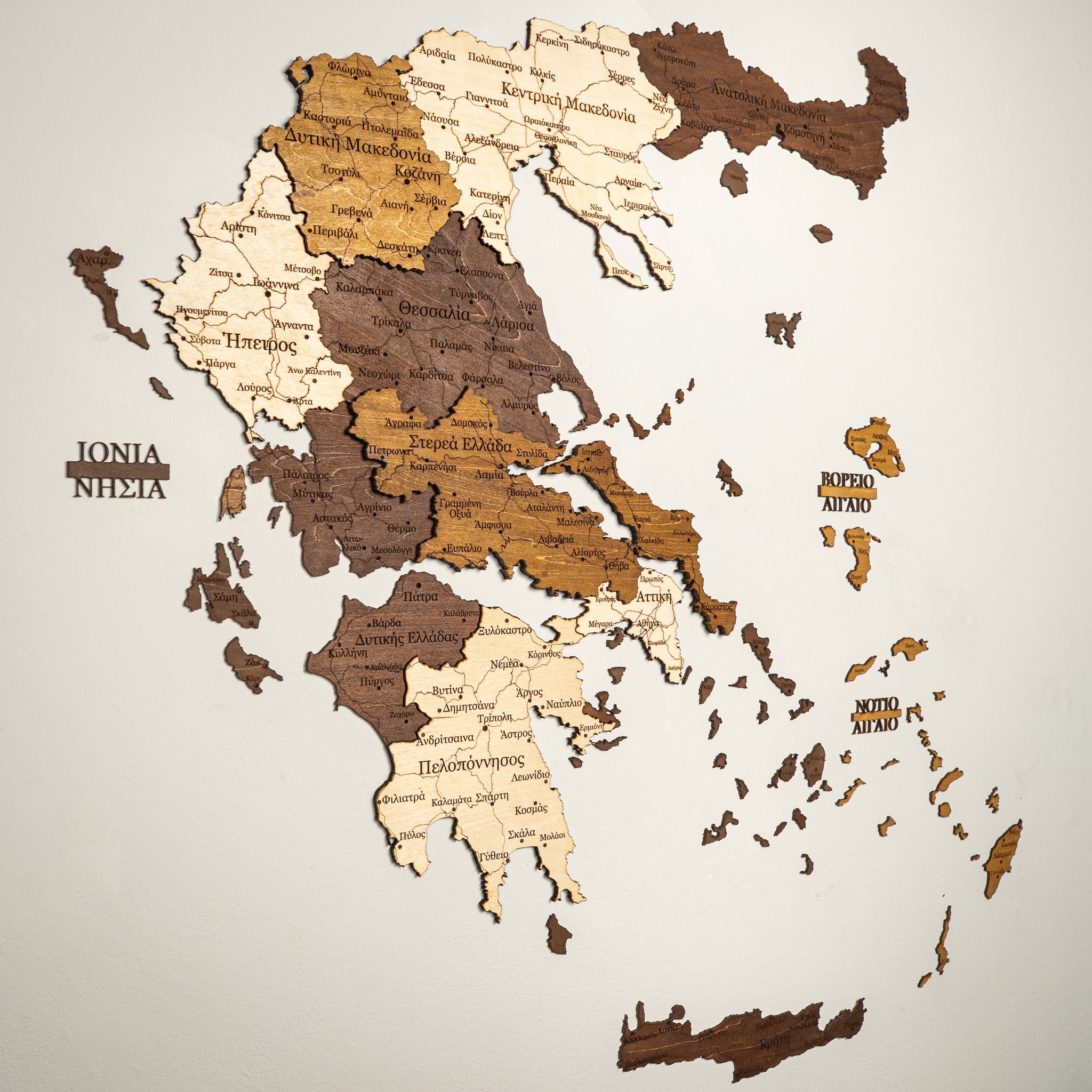 🇬🇷 Greece 3D Wooden Map