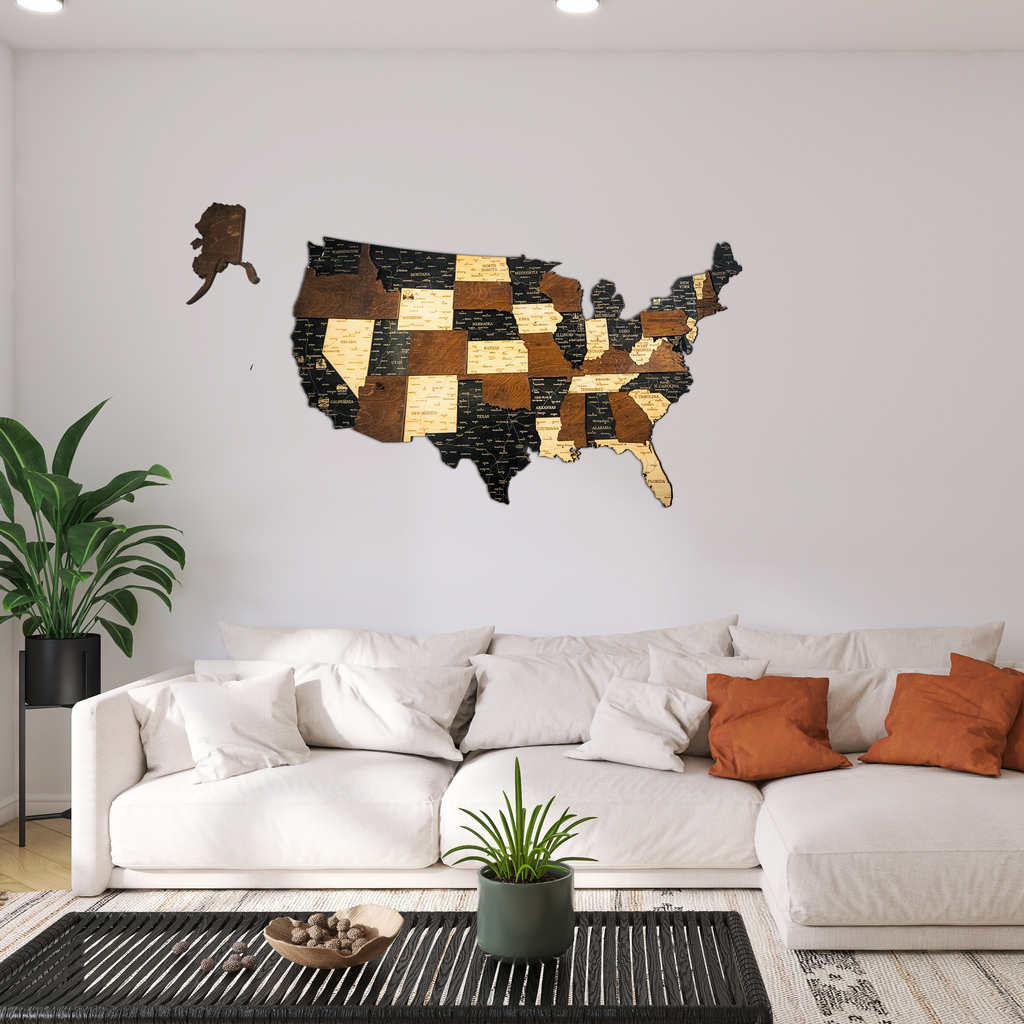🇺🇸 USA 3D Wooden Map