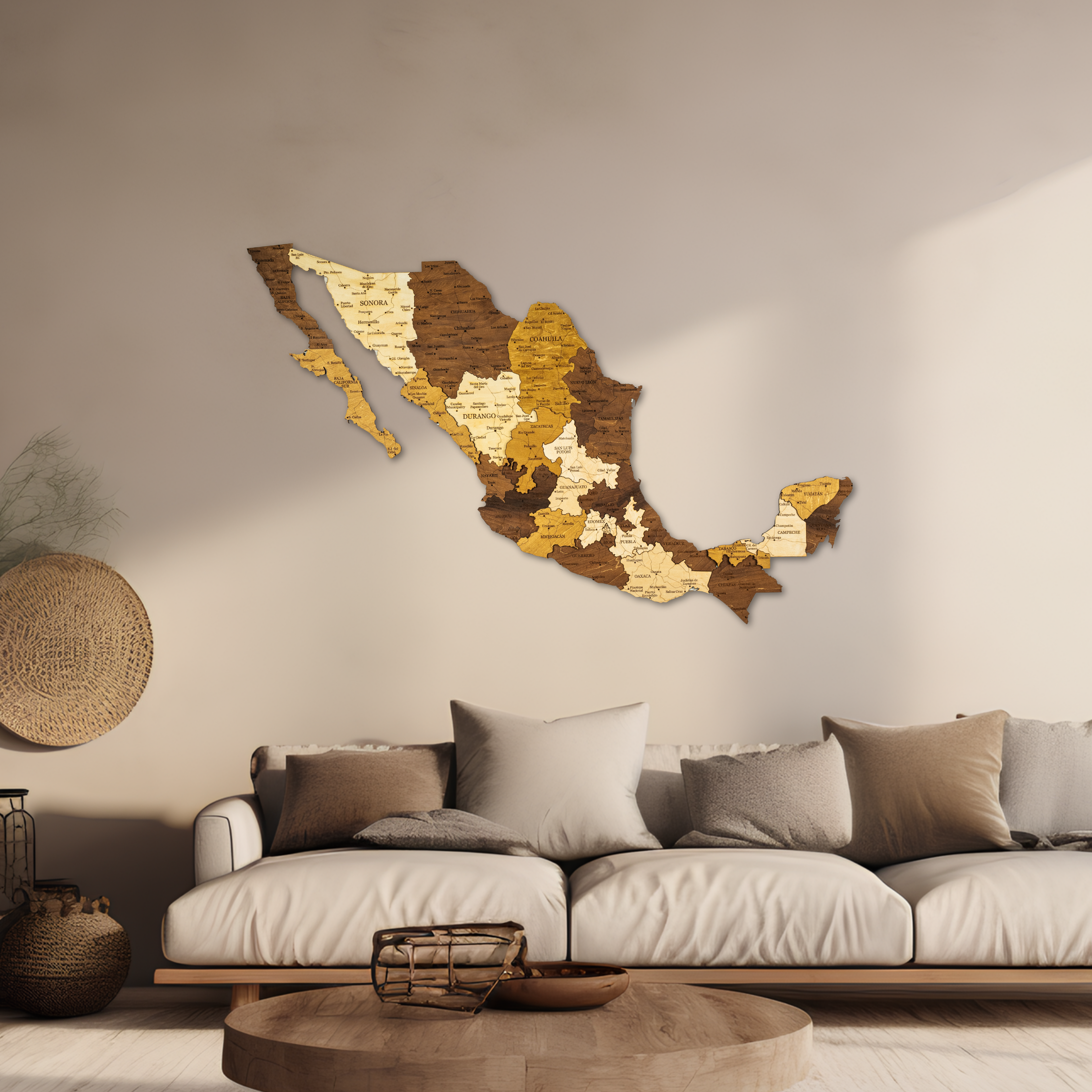 🇲🇽 Mexico 3D Wooden Map