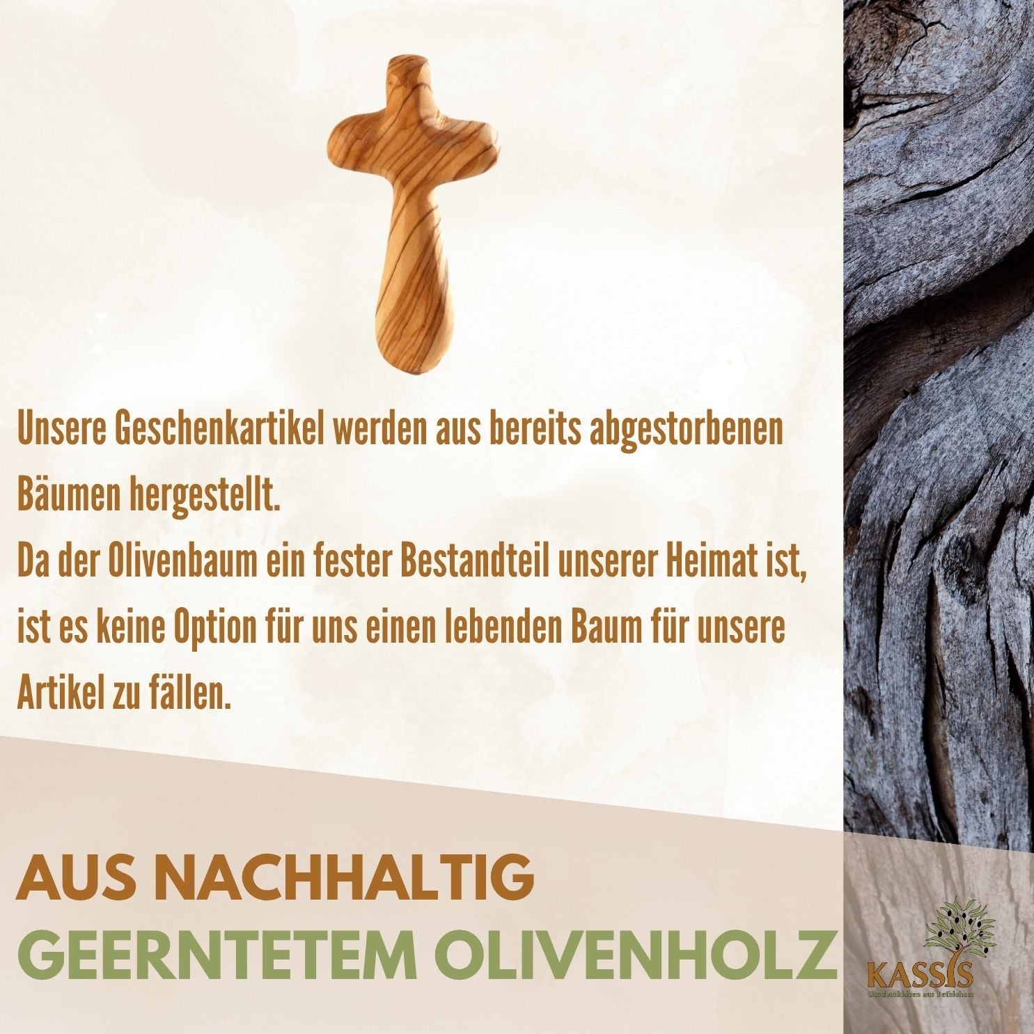 Olivenholz Kreuz Handschmeichler
