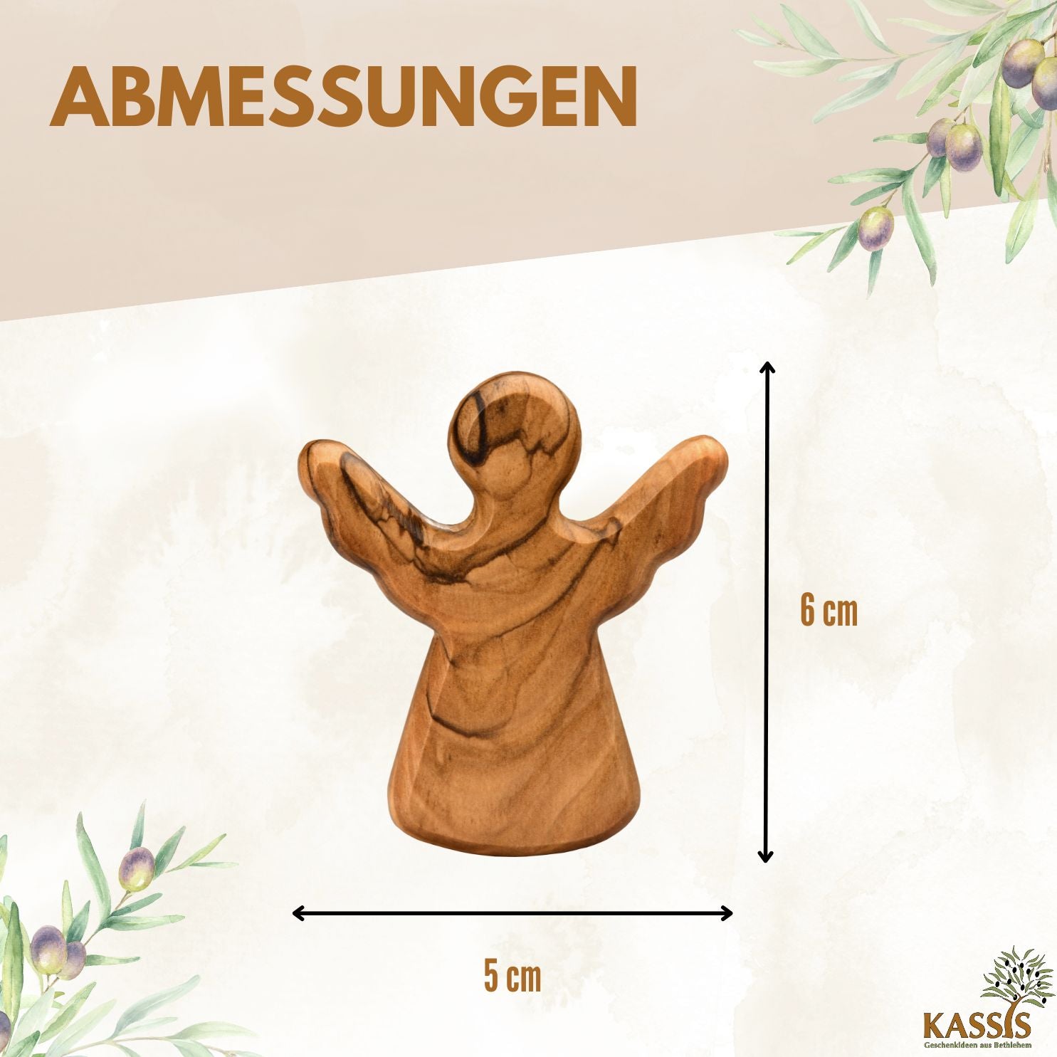 Schutzengel Handschmeichler Glücksbringer aus Olivenholz als Geschenk mit Spruch "Du schaffst das"