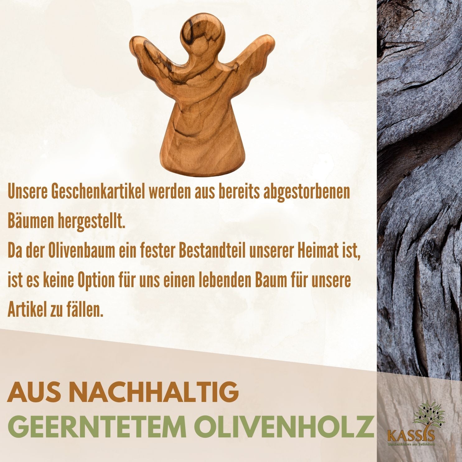 Schutzengel Handschmeichler Glücksbringer aus Olivenholz als Geschenk mit Spruch "Du schaffst das"