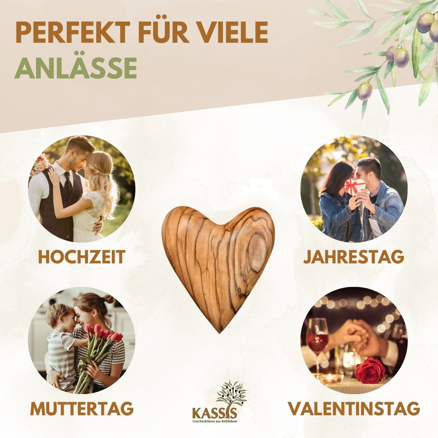 Herz Geschenk Olivenholz Handschmeichler Glücksbringer