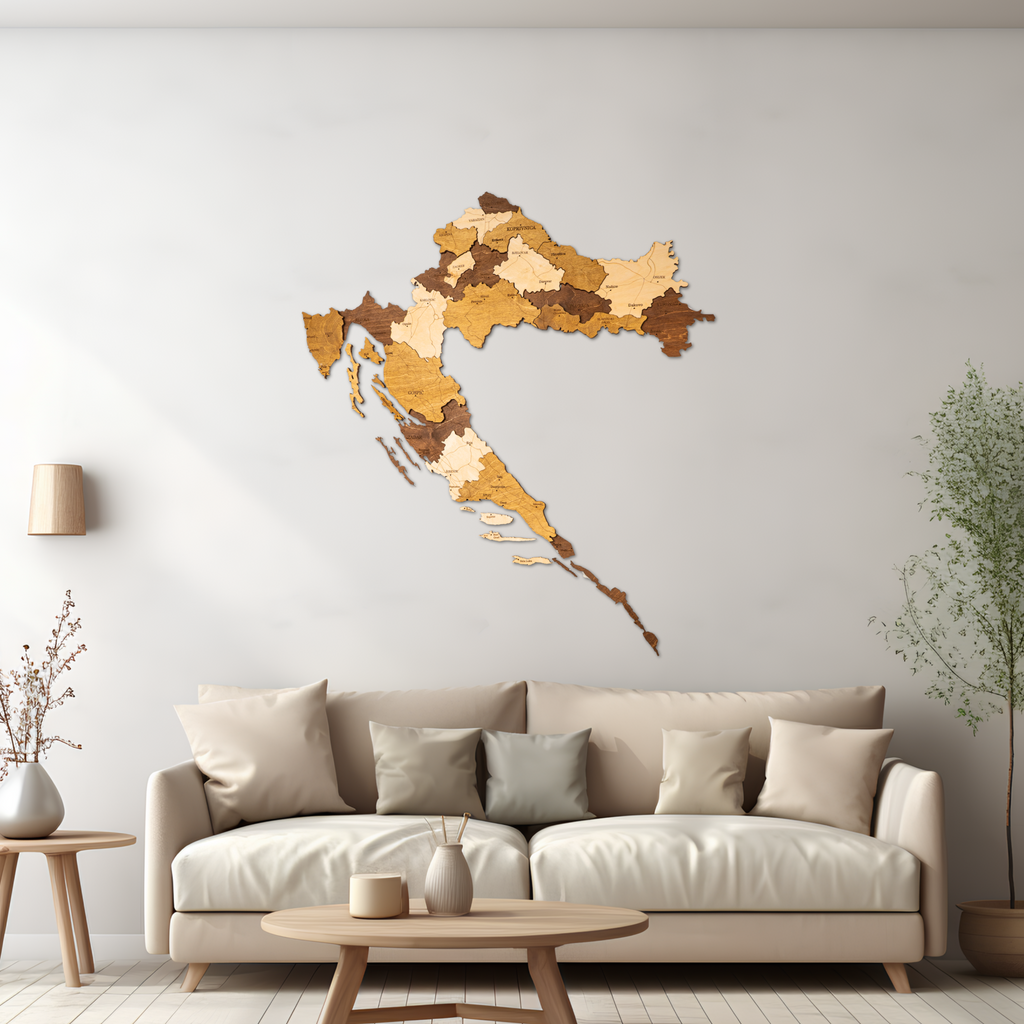 🇭🇷 Croatia 3D Wooden Map