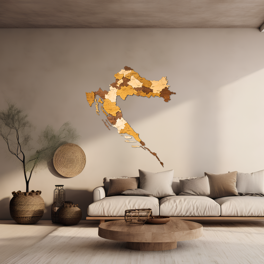 🇭🇷 Croatia 3D Wooden Map