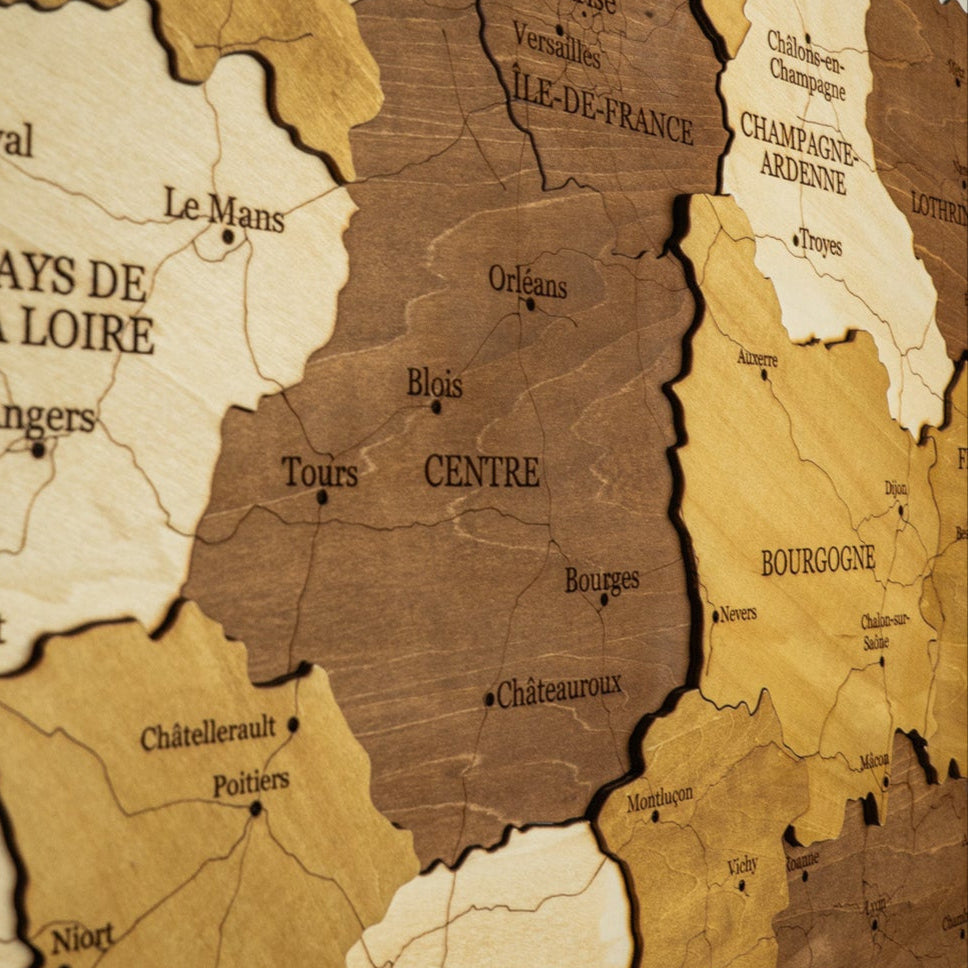 🇫🇷 France 3D Wooden Map