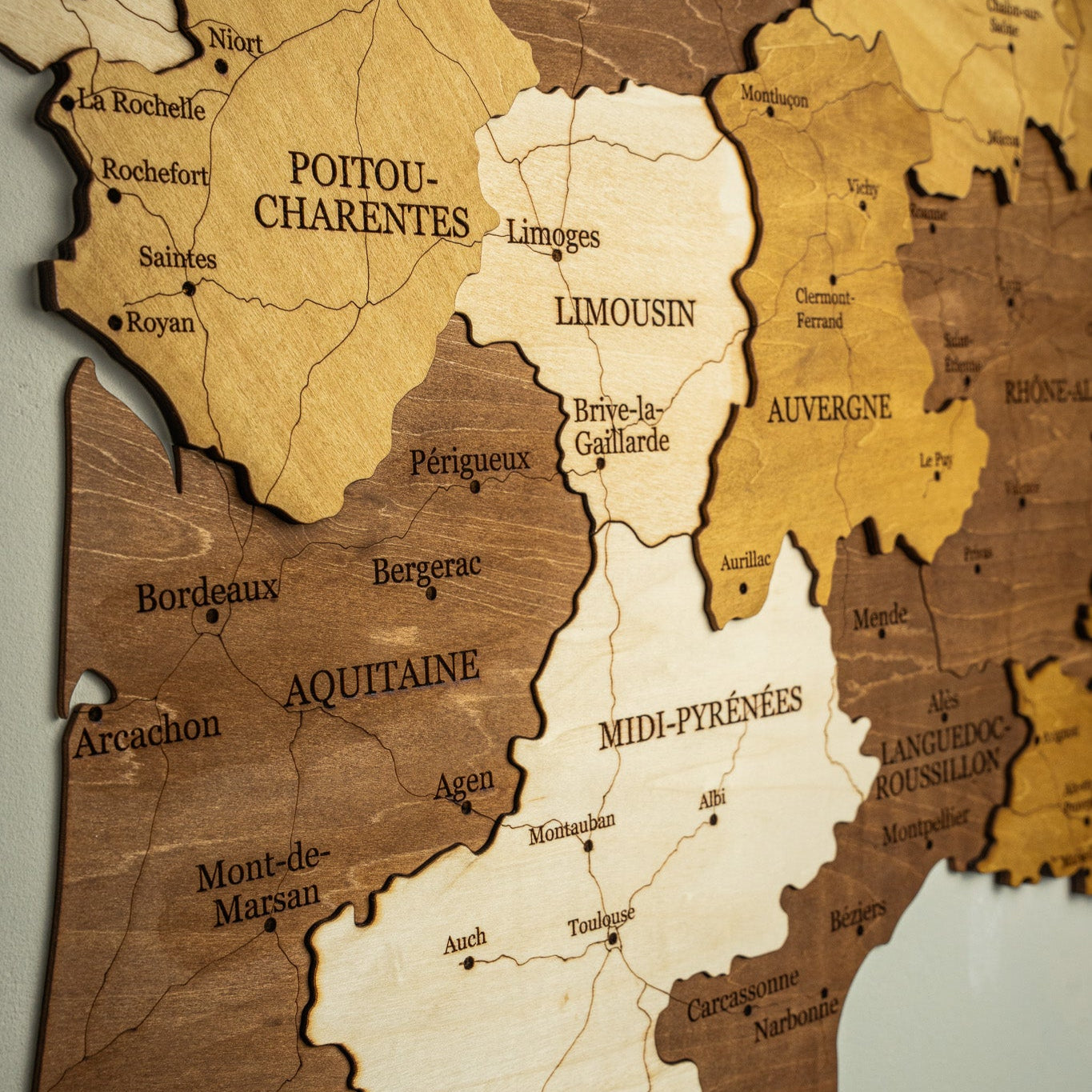 🇫🇷 France 3D Wooden Map