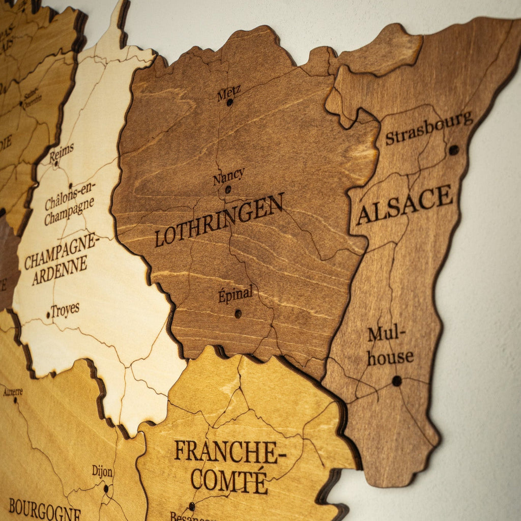 🇫🇷 France 3D Wooden Map