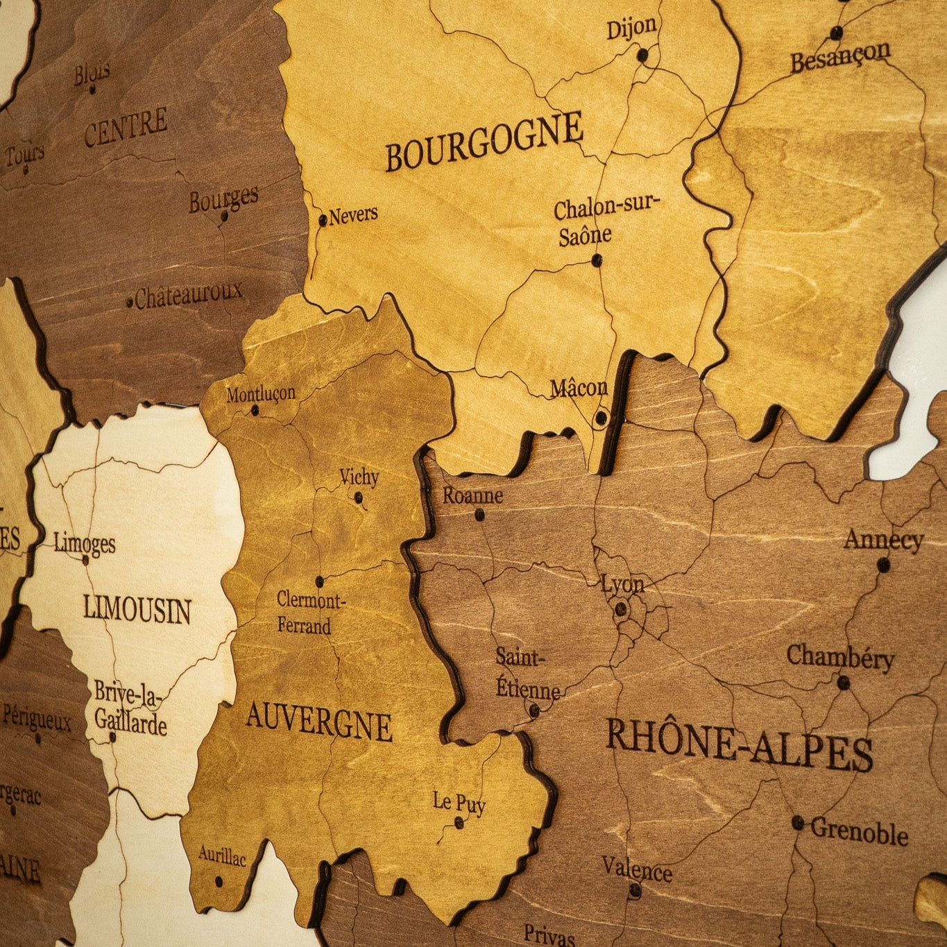 🇫🇷 France 3D Wooden Map