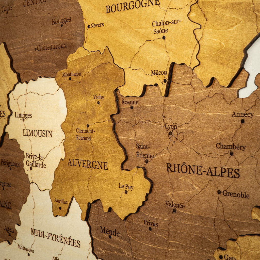 🇫🇷 France 3D Wooden Map