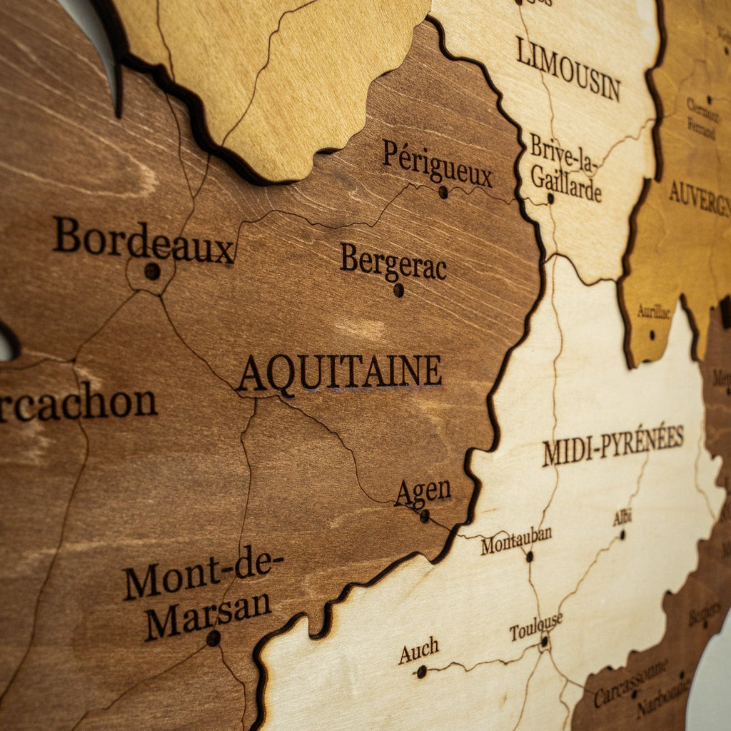 🇫🇷 France 3D Wooden Map