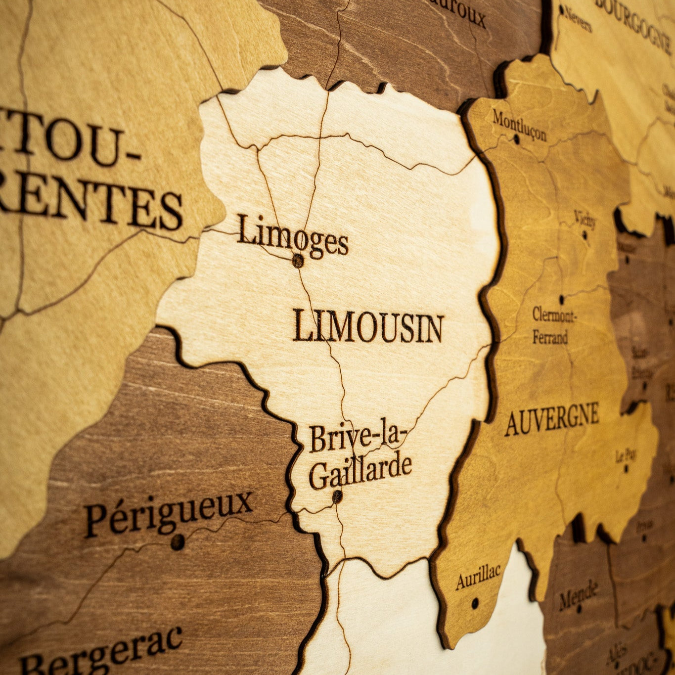 🇫🇷 France 3D Wooden Map