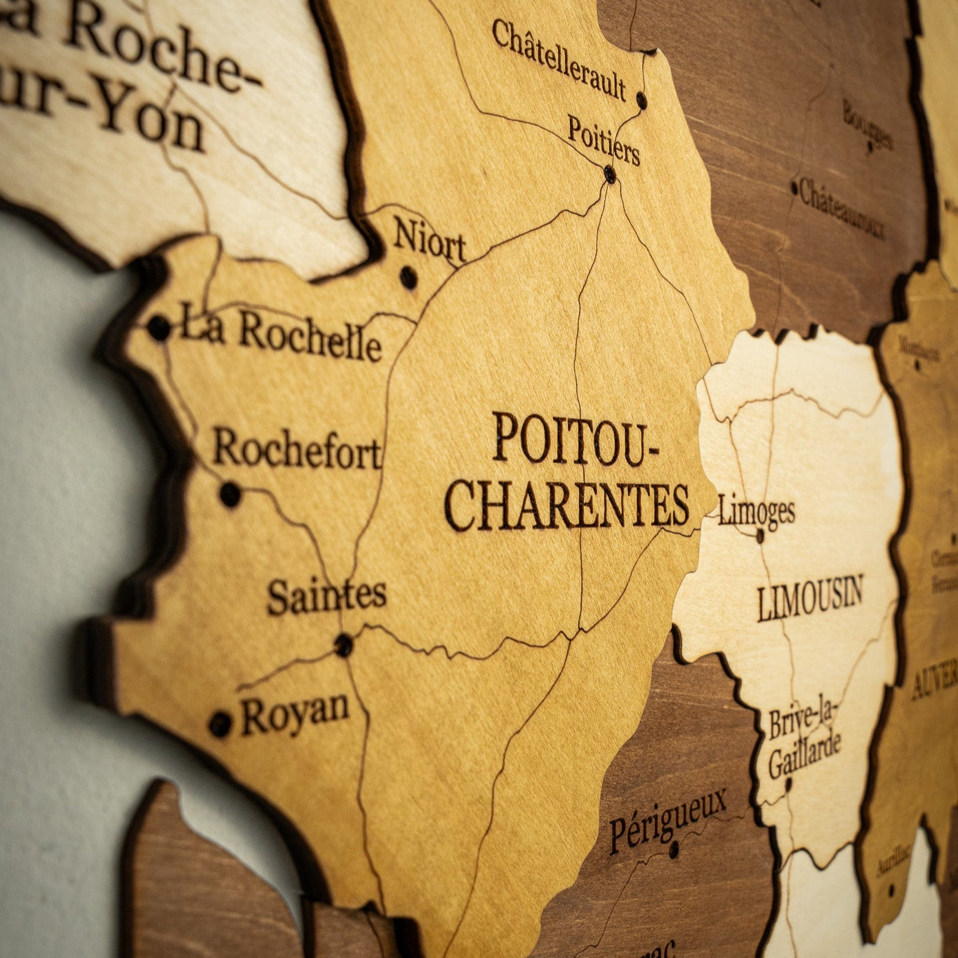 🇫🇷 France 3D Wooden Map
