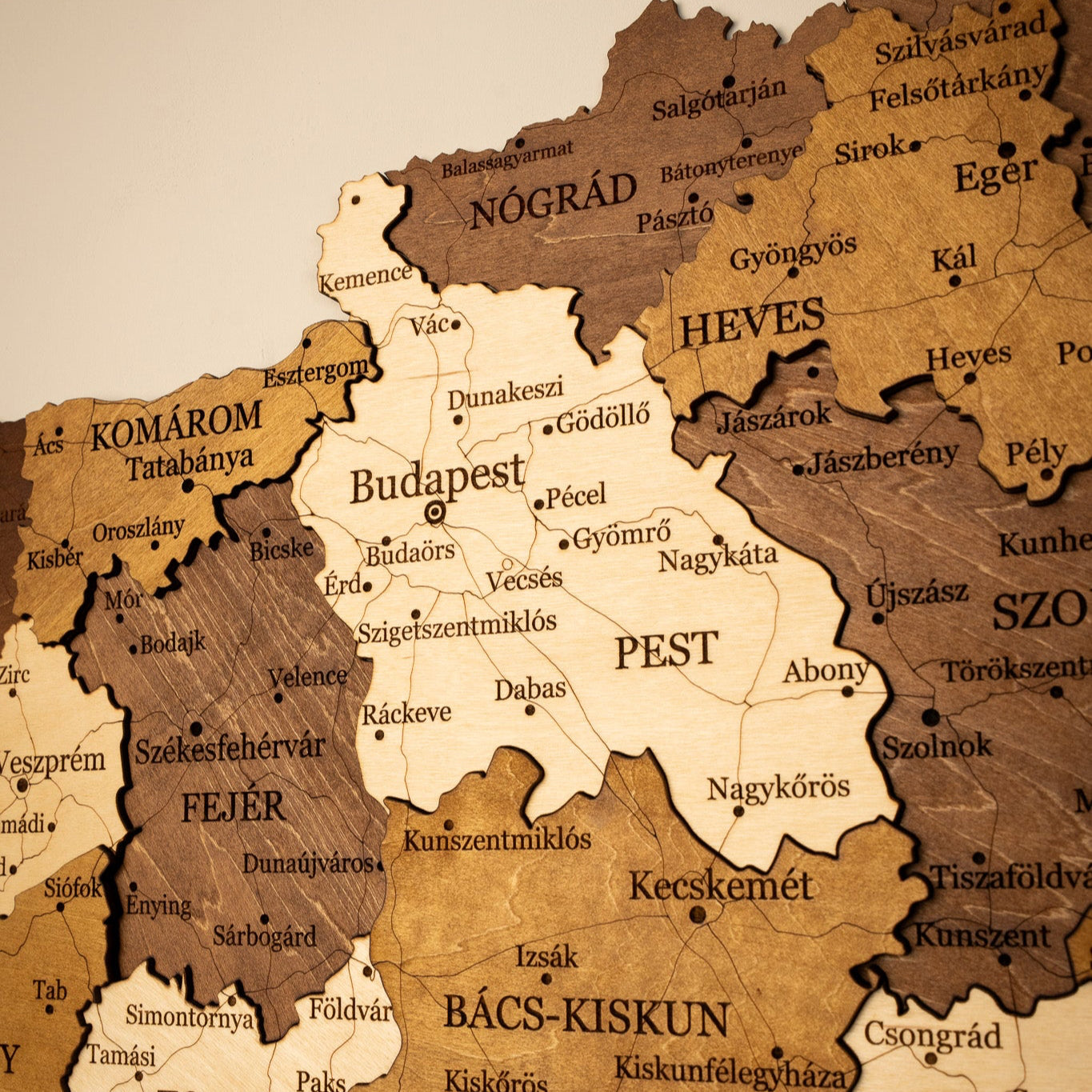 🇭🇺 Hungary 3D Wooden Map