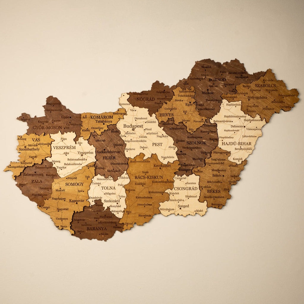 🇭🇺 Hungary 3D Wooden Map