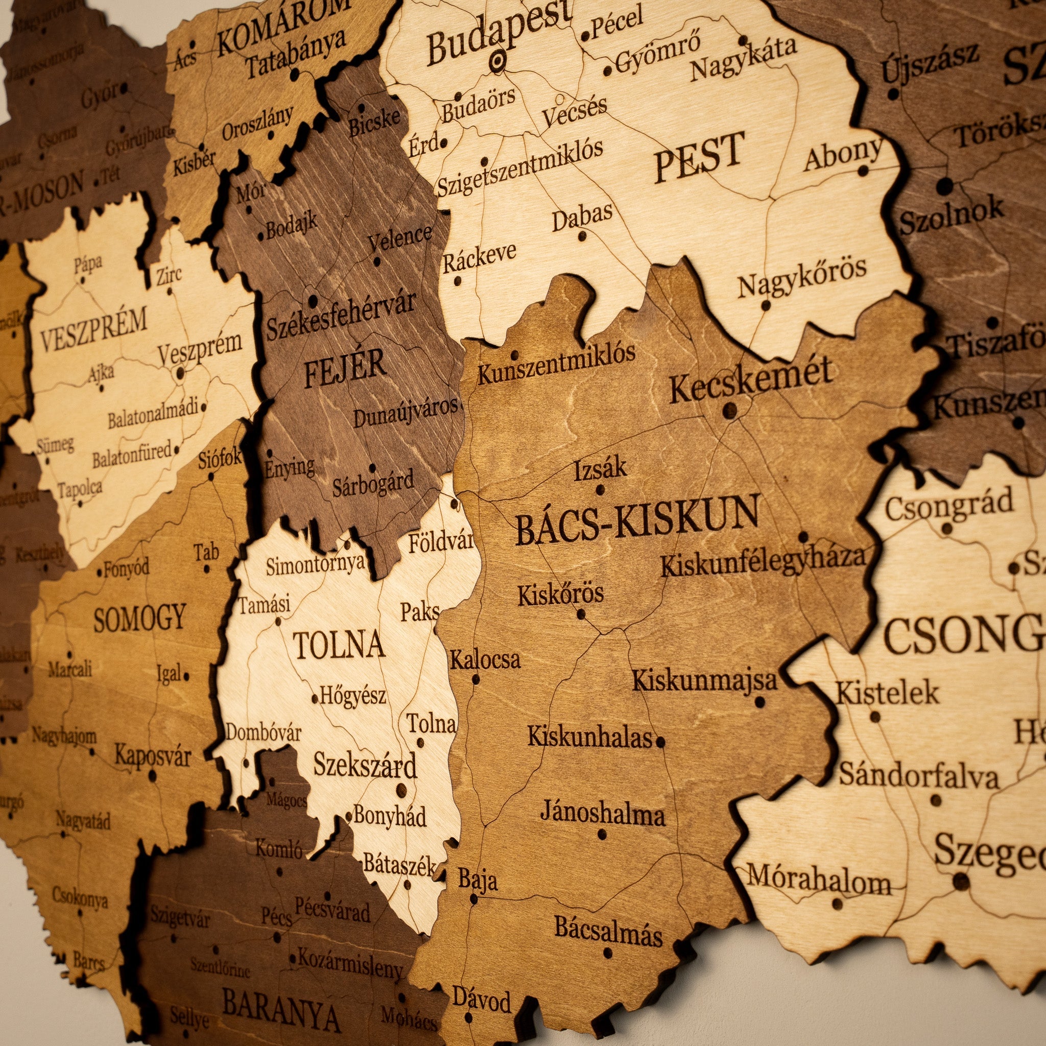 🇭🇺 Hungary 3D Wooden Map