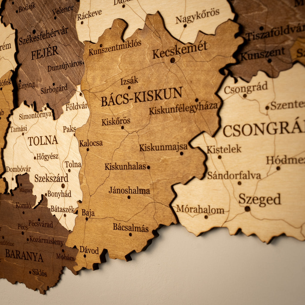🇭🇺 Hungary 3D Wooden Map