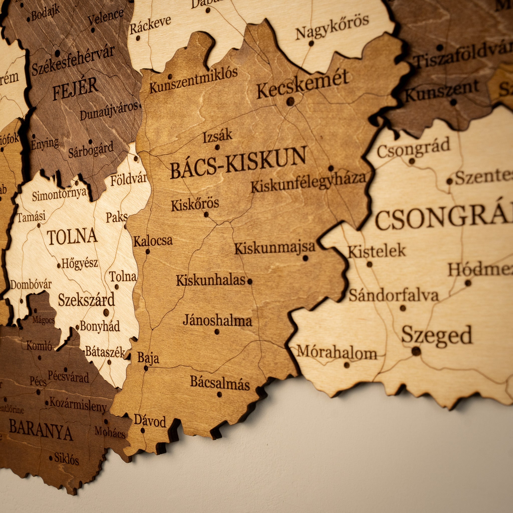 🇭🇺 Hungary 3D Wooden Map
