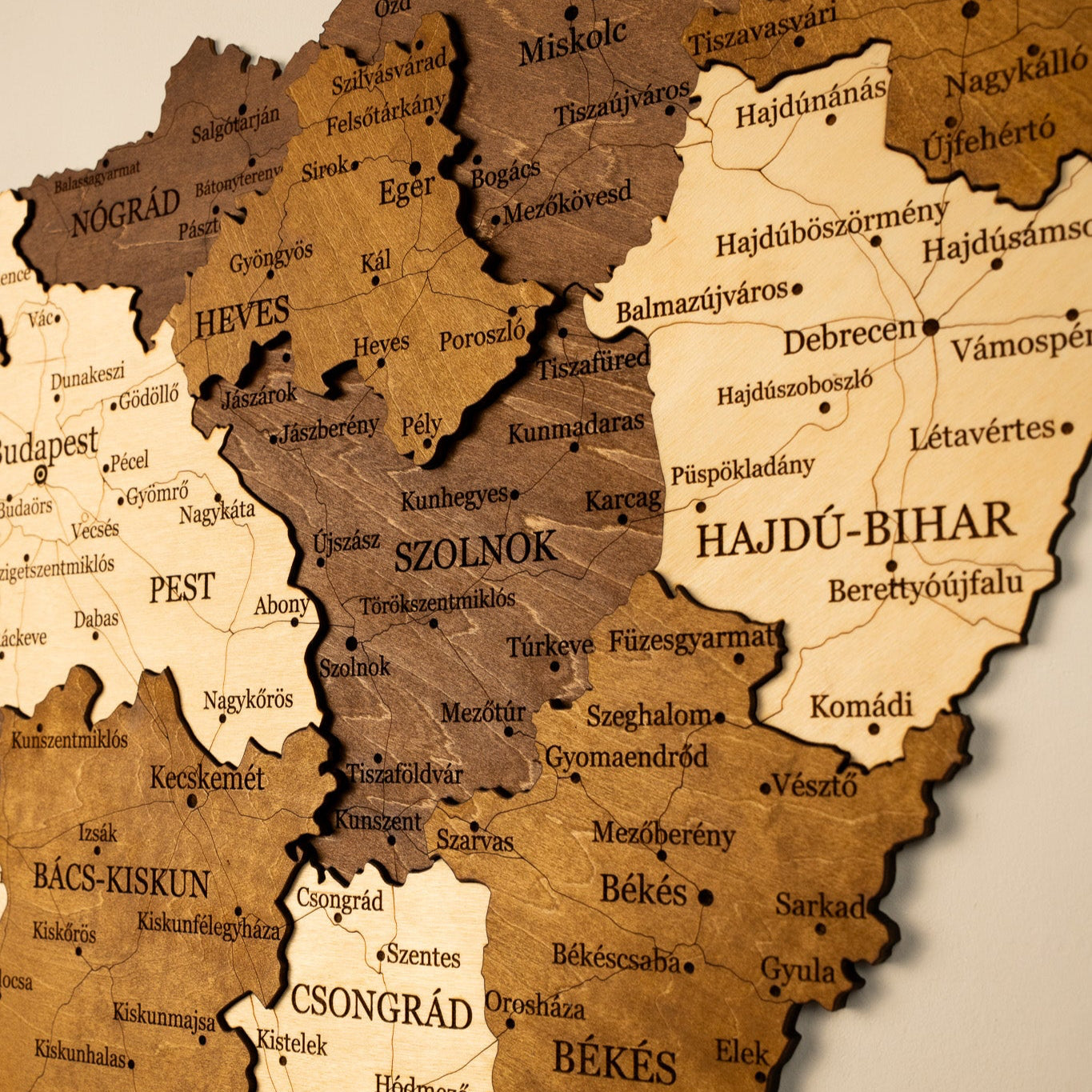 🇭🇺 Hungary 3D Wooden Map