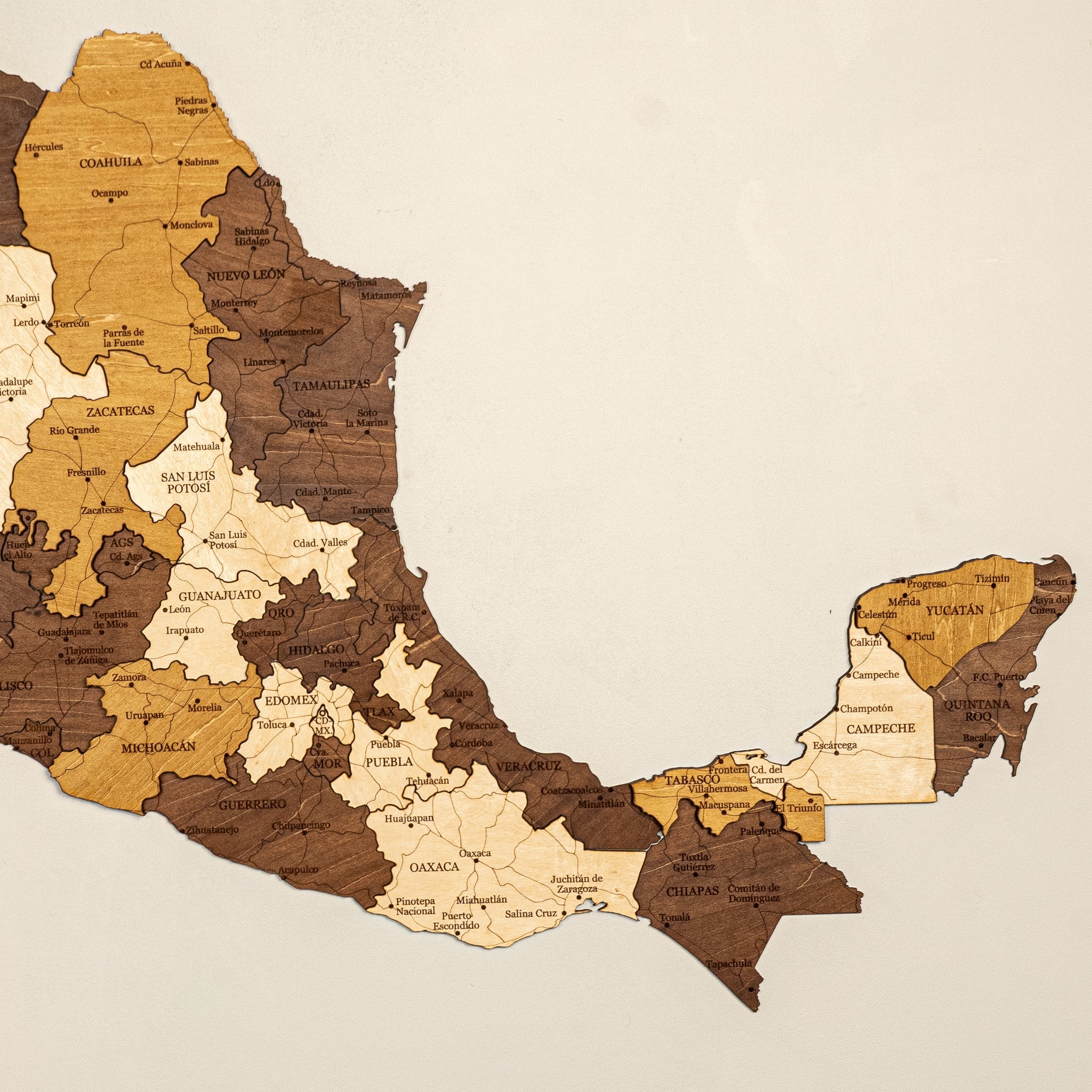 🇲🇽 Mexico 3D Wooden Map