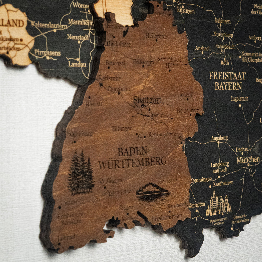 🇩🇪 Germany 3D Wooden Map