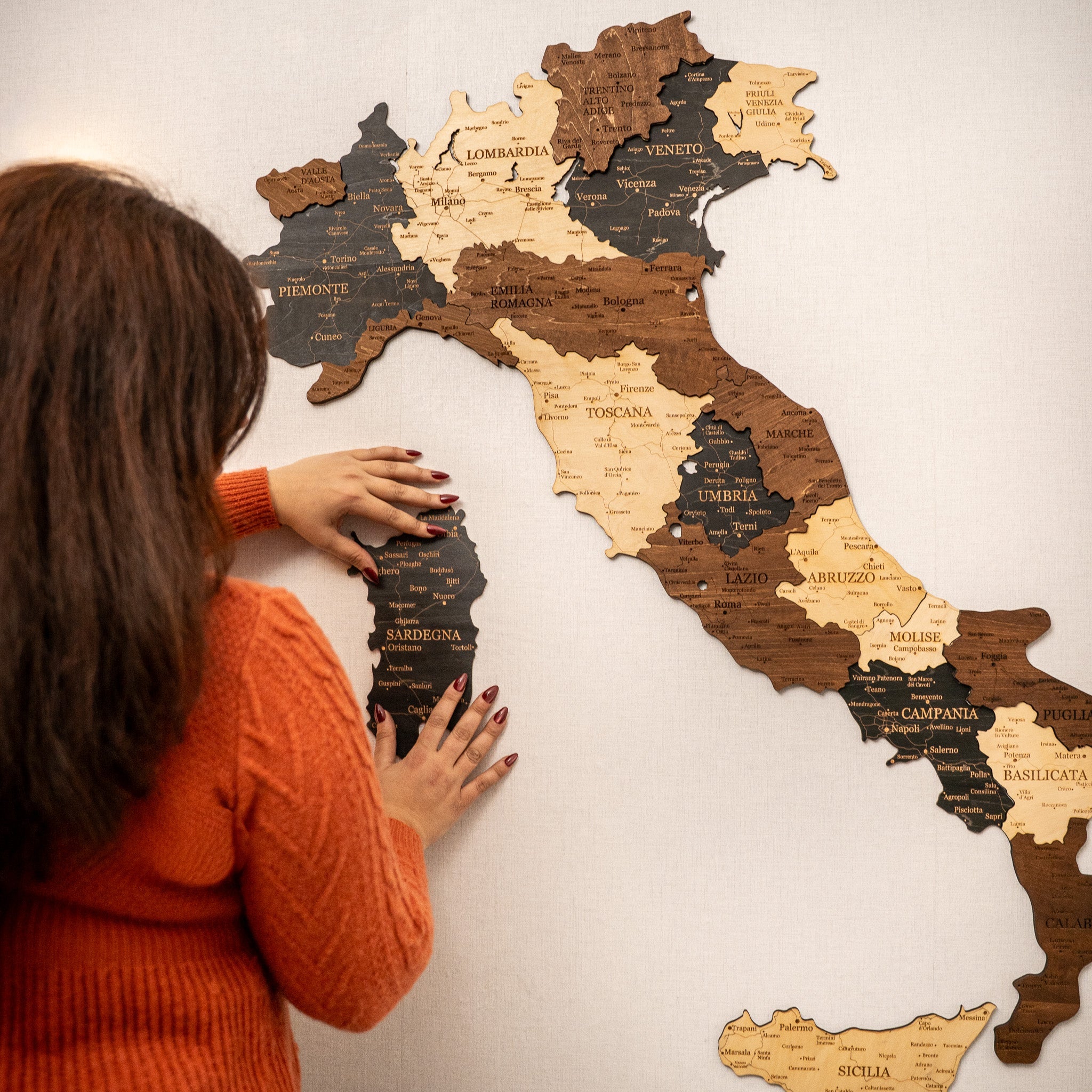 🇮🇹 Italy 3D Wooden Map