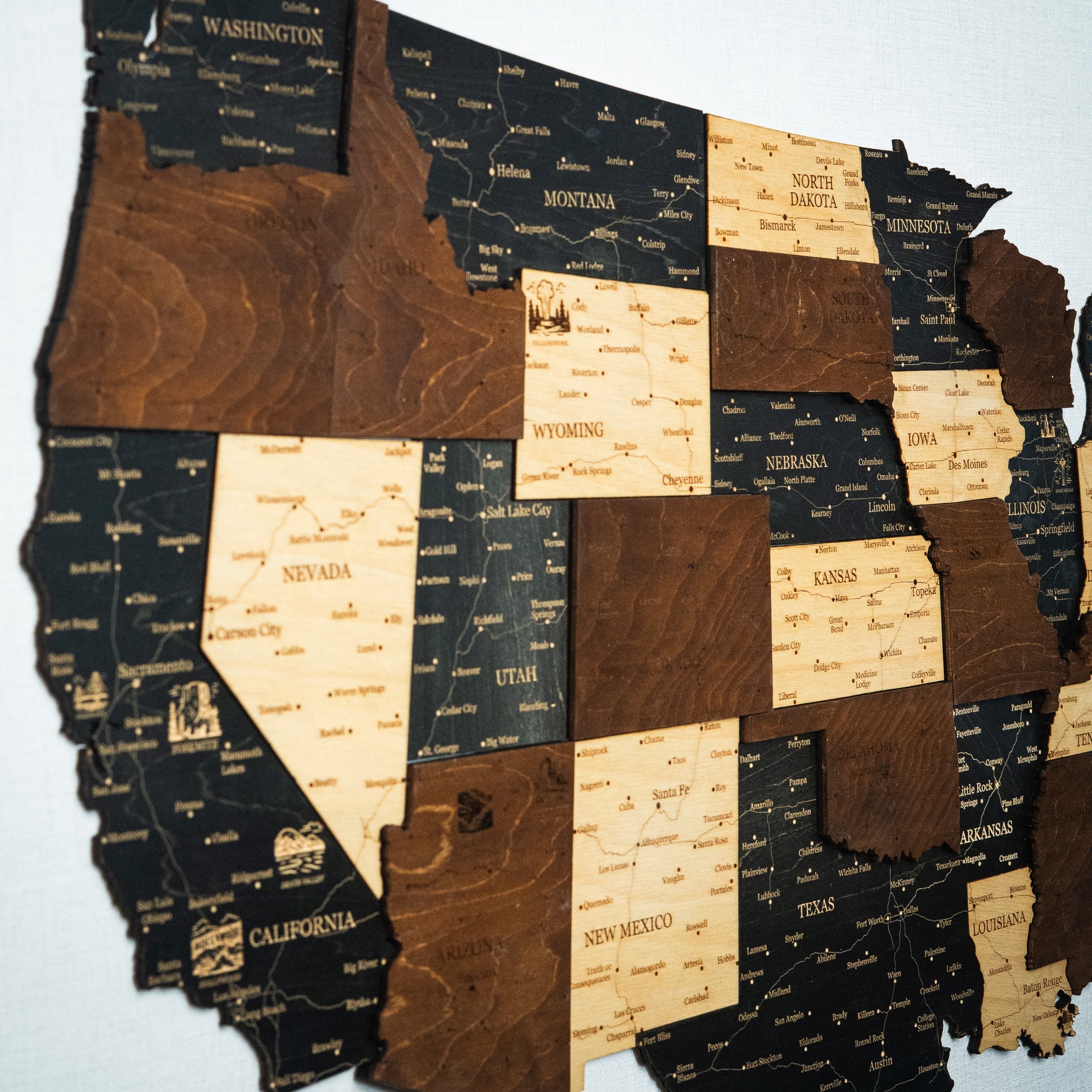 🇺🇸 USA 3D Wooden Map