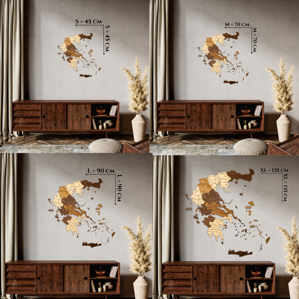 🇬🇷 Greece 3D Wooden Map
