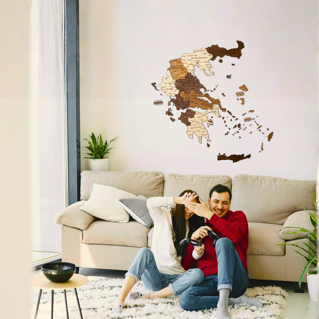 🇬🇷 Greece 3D Wooden Map