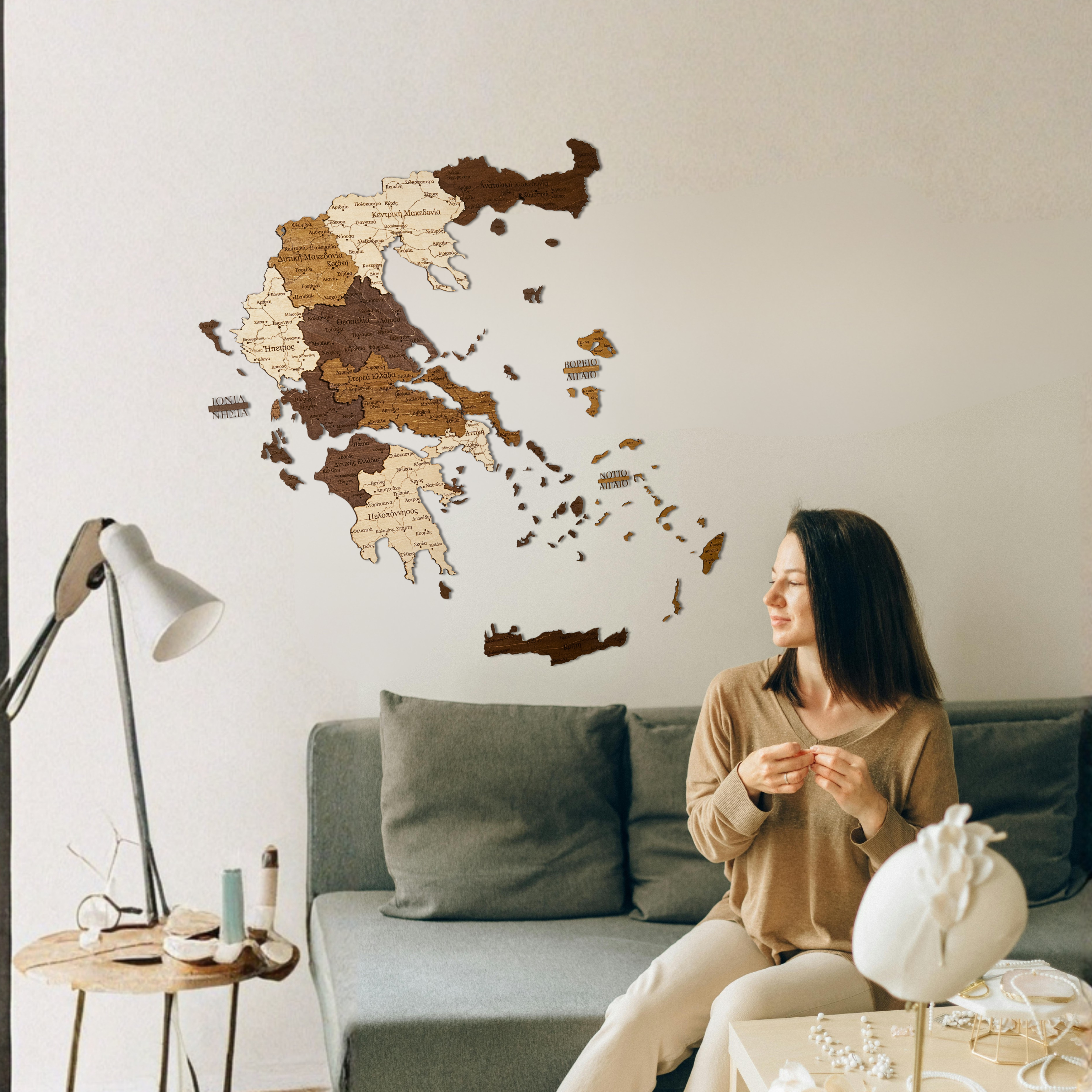 🇬🇷 Greece 3D Wooden Map