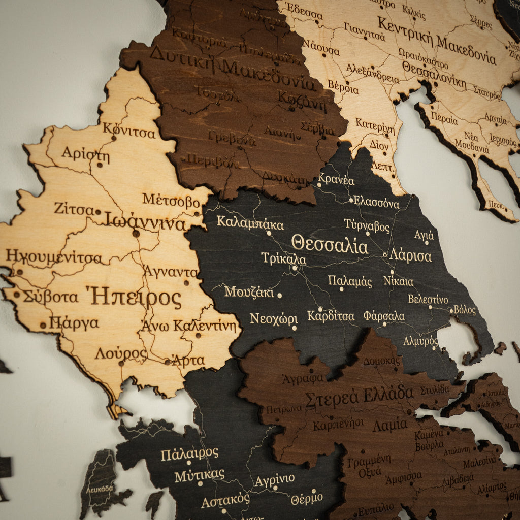 🇬🇷 Greece 3D Wooden Map