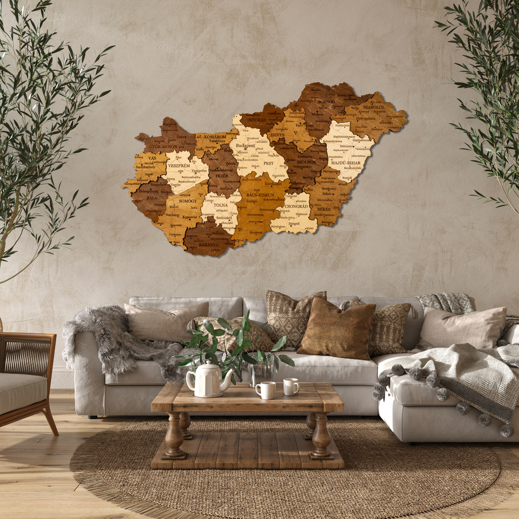 🇭🇺 Hungary 3D Wooden Map