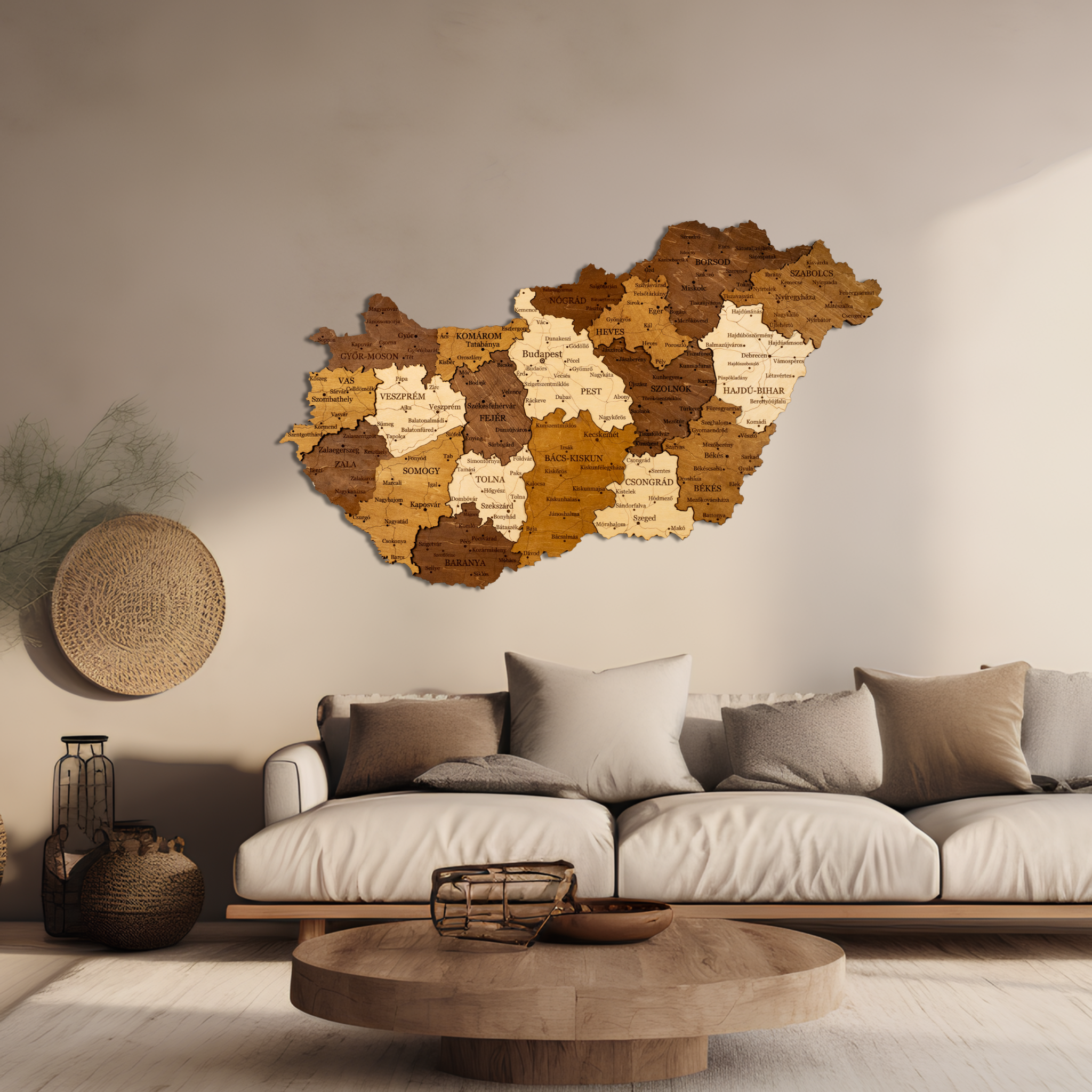 🇭🇺 Hungary 3D Wooden Map