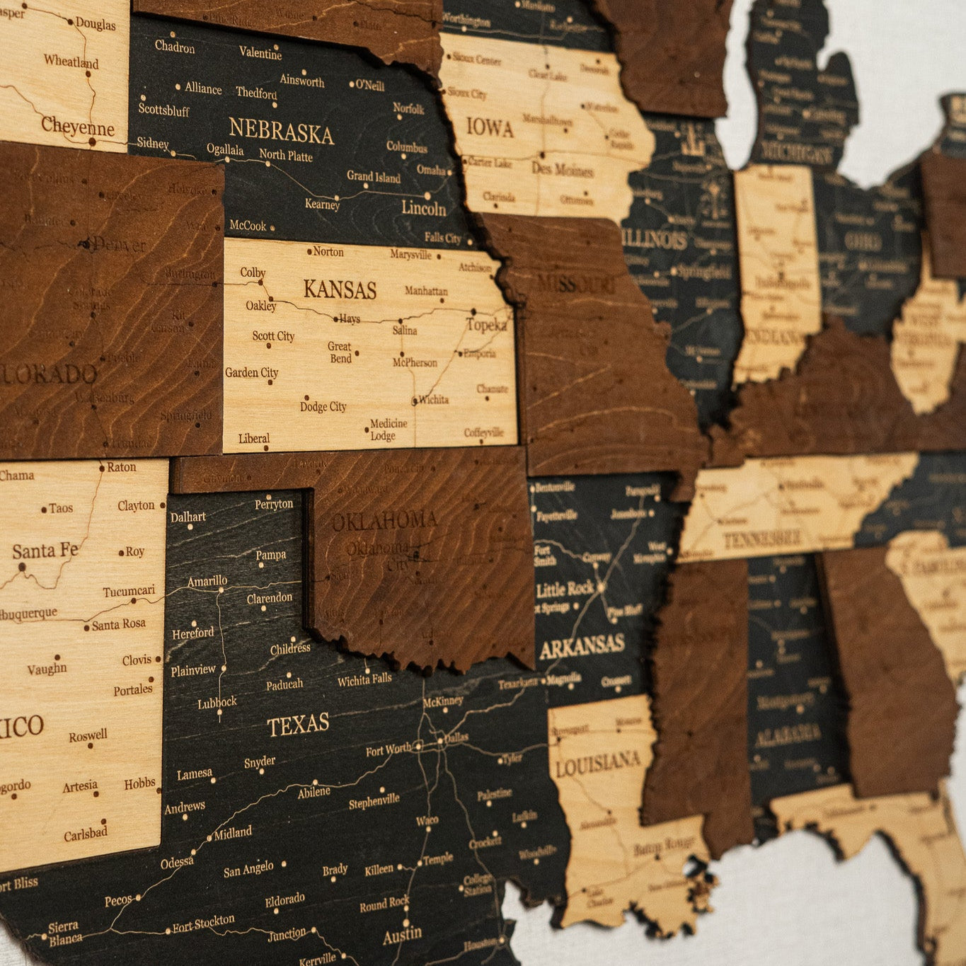 🇺🇸 USA 3D Wooden Map