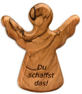 Schutzengel Handschmeichler Glücksbringer aus Olivenholz als Geschenk mit Spruch "Du schaffst das"