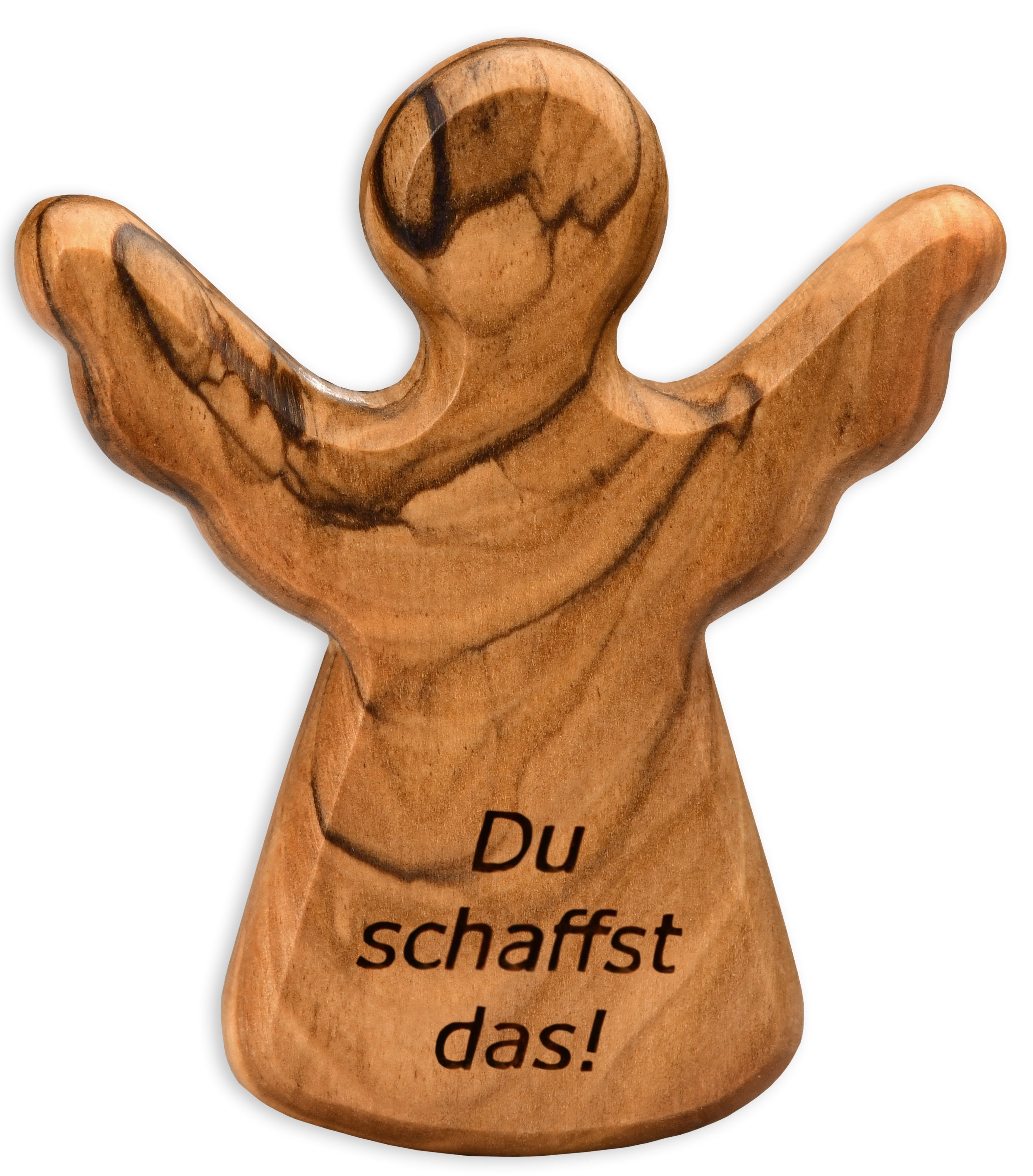 Schutzengel Handschmeichler Glücksbringer aus Olivenholz als Geschenk mit Spruch "Du schaffst das"
