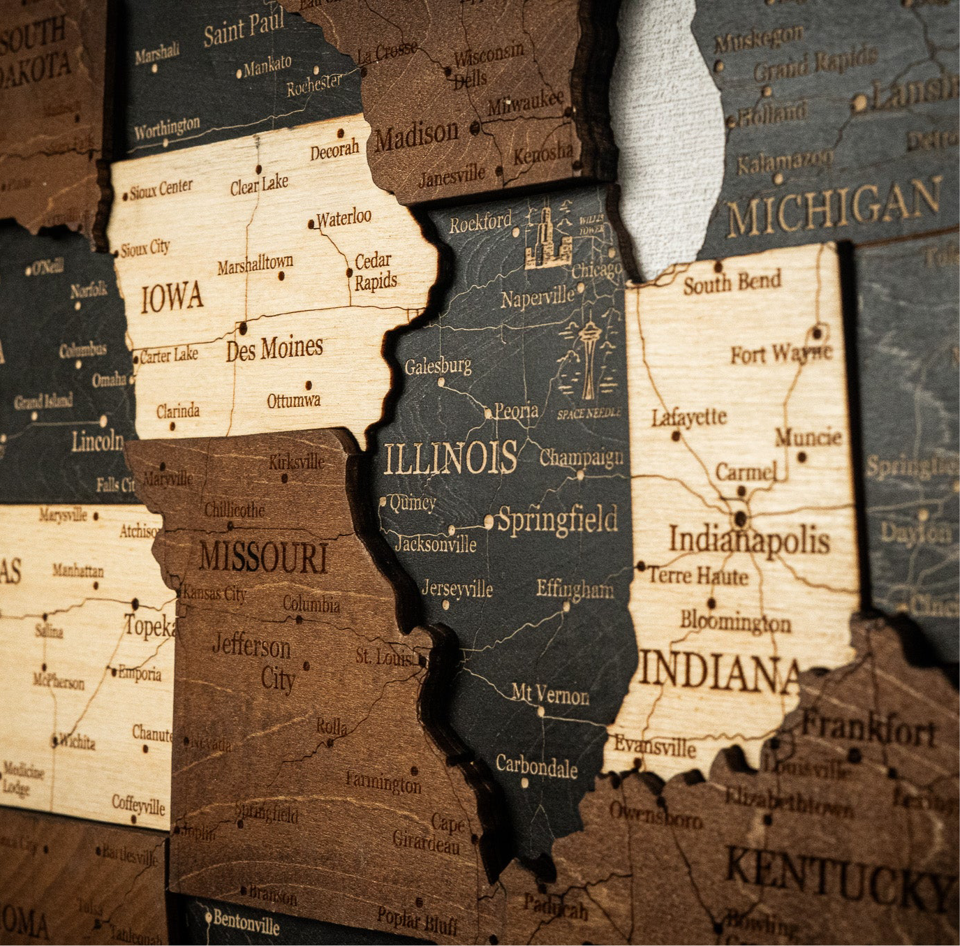 🇺🇸 USA 3D Wooden Map