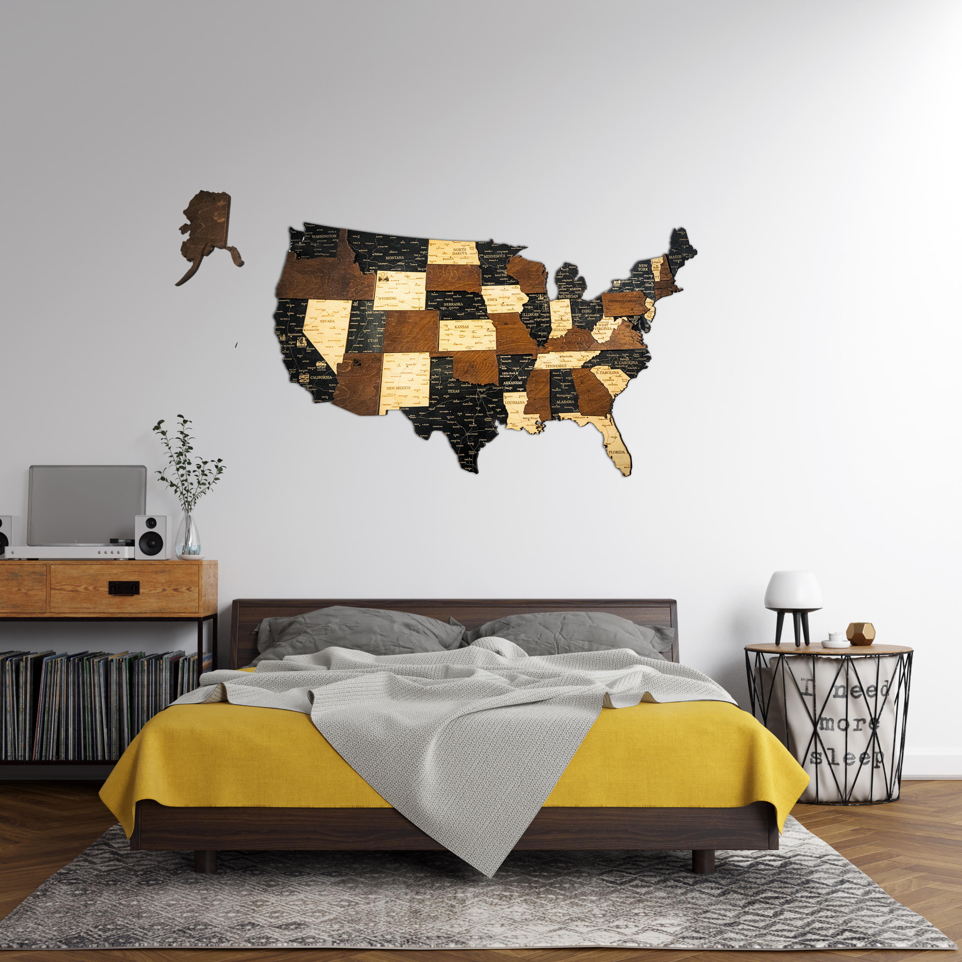 🇺🇸 USA 3D Wooden Map