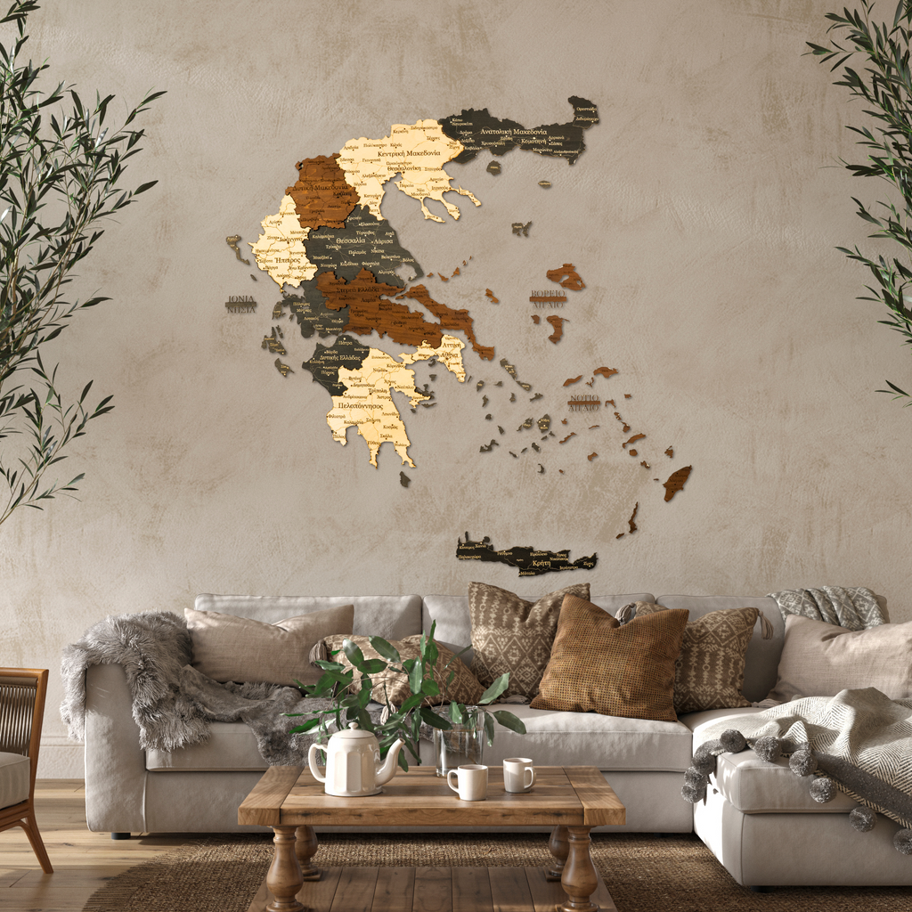 🇬🇷 Greece 3D Wooden Map