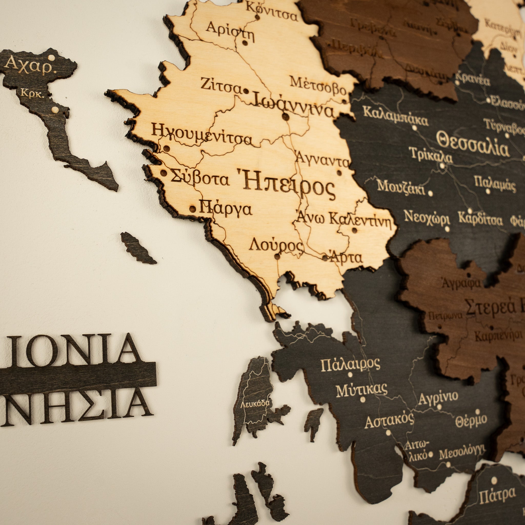🇬🇷 Greece 3D Wooden Map
