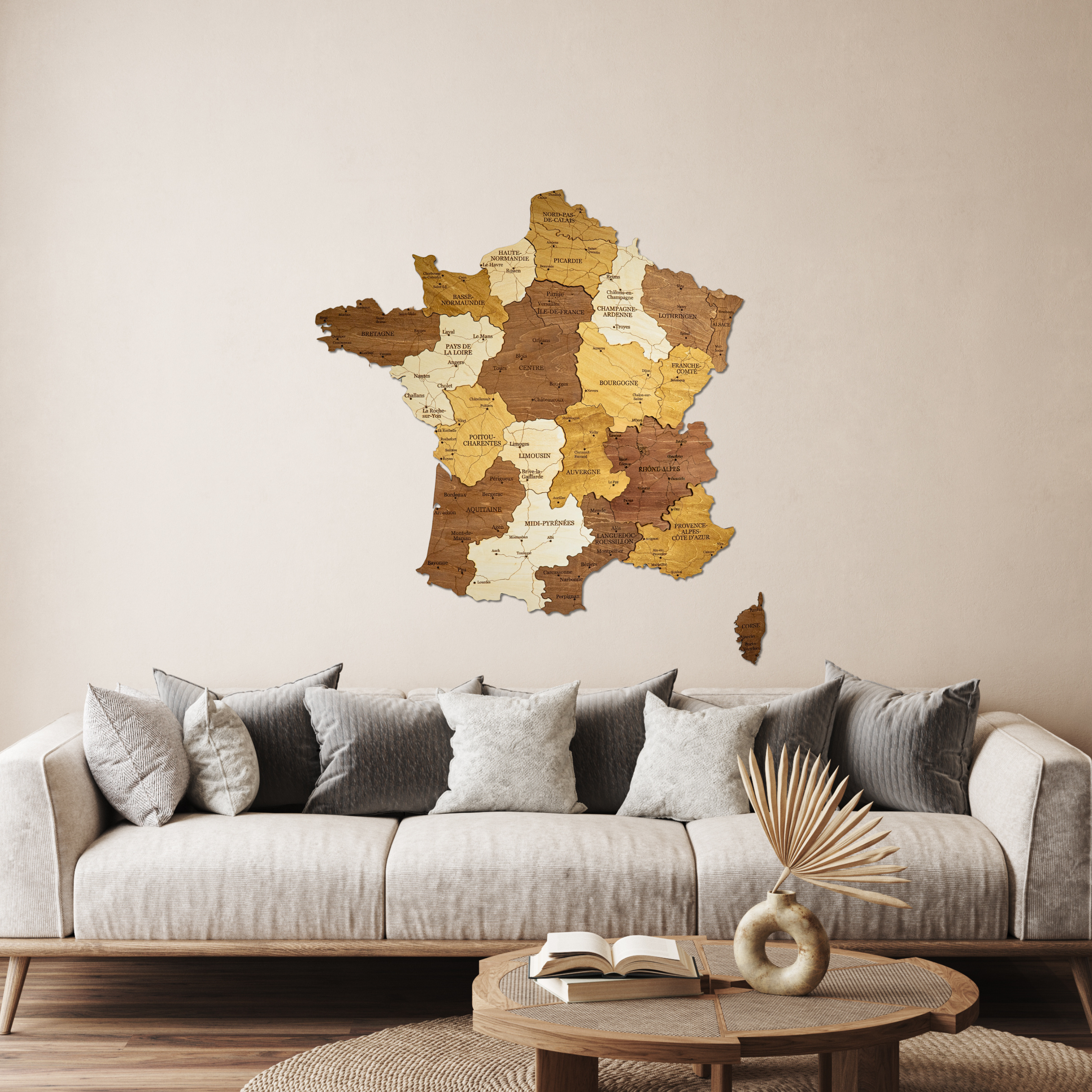 🇫🇷 France 3D Wooden Map