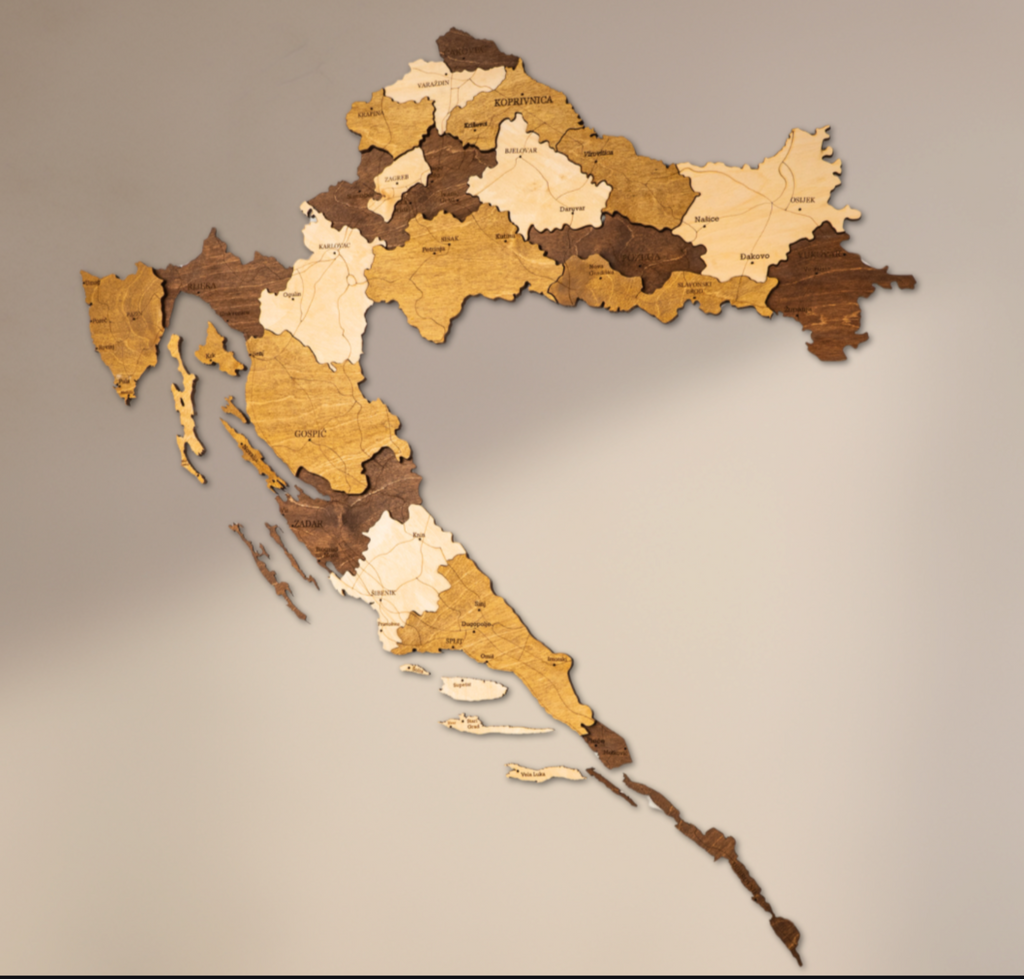 🇭🇷 Croatia 3D Wooden Map