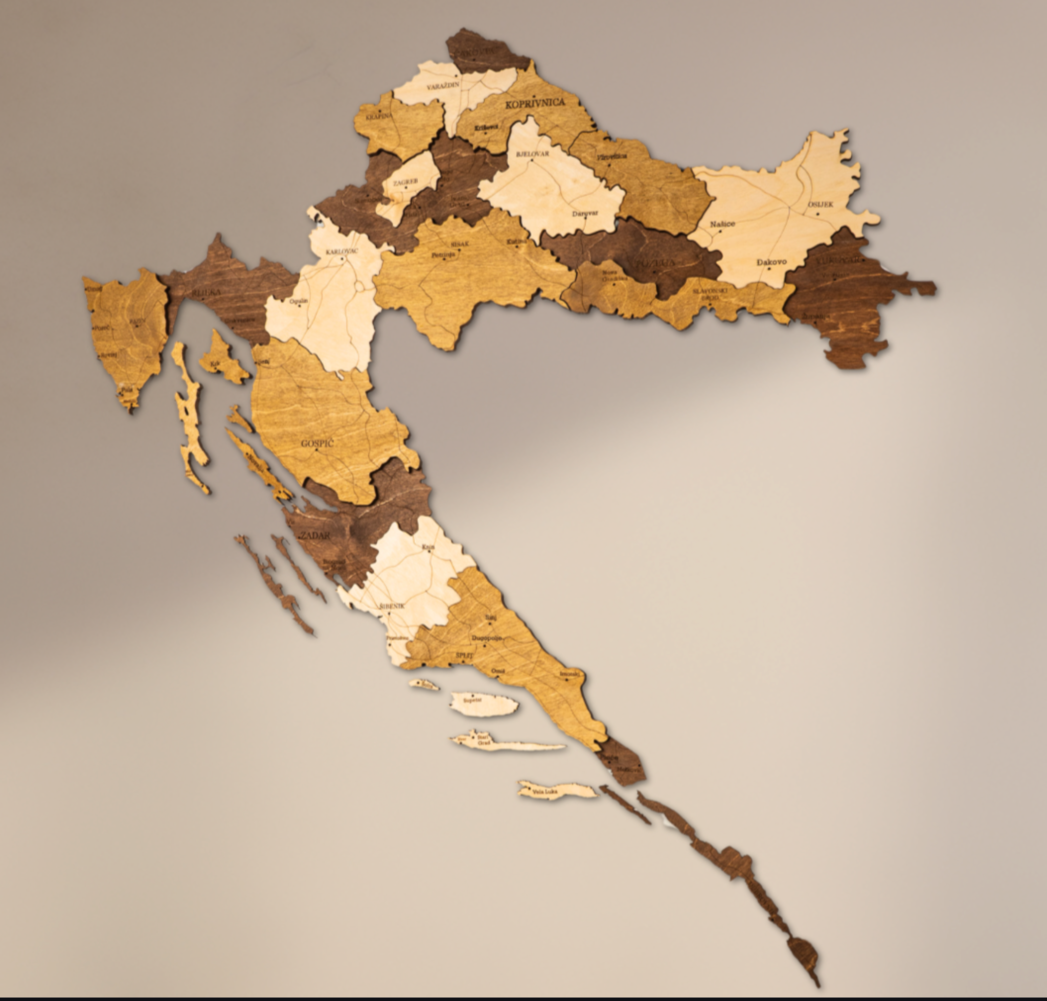🇭🇷 Croatia 3D Wooden Map