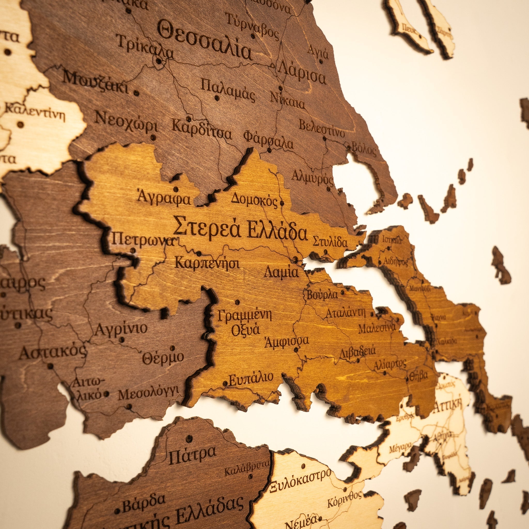 🇬🇷 Greece 3D Wooden Map