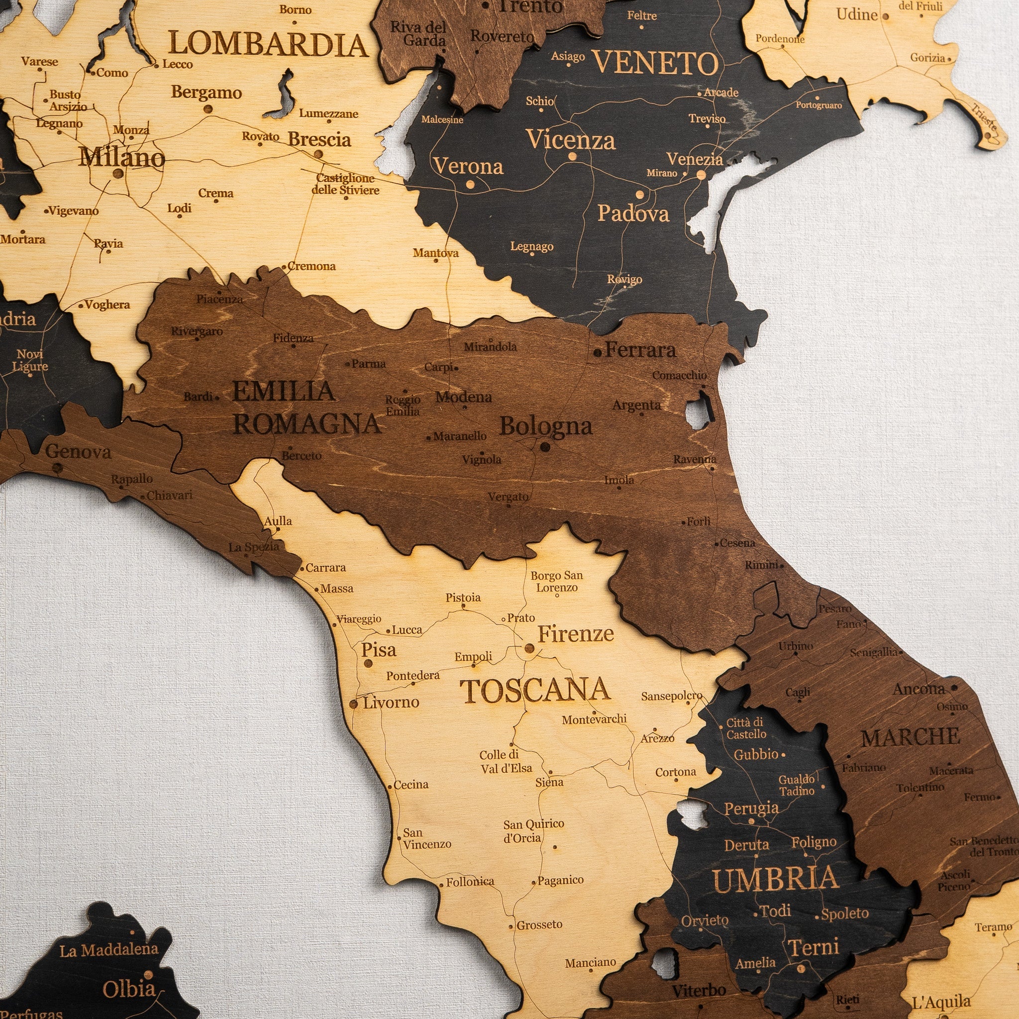 🇮🇹 Italy 3D Wooden Map